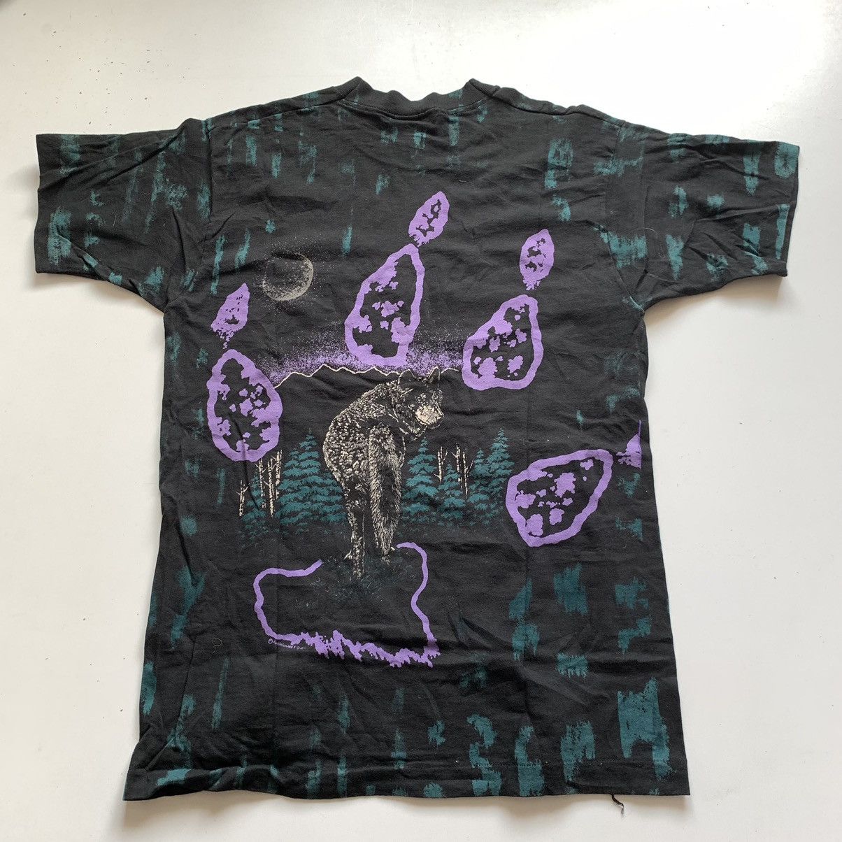 Vintage Vintage 1990s Wolf Wildlife Nature AOP Graphic T Shirt Large Size US M / EU 48-50 / 2 - 3 Thumbnail