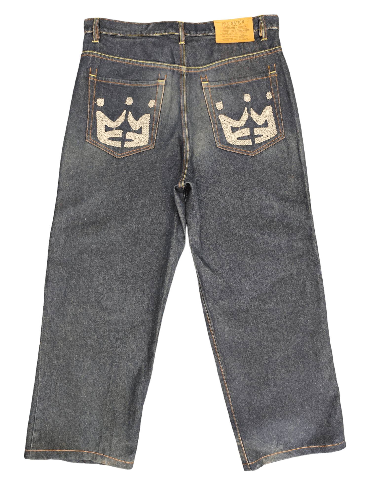 Vintage Baggy Jeans Pnb Nation Embroidered Wide Leg Denim Y2k Jnco ...