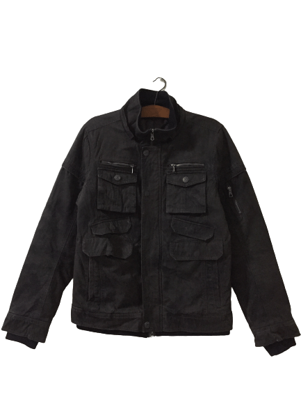 image of In The Attic Tactical Multipockets Camo Jacket in Dark Green, Men's (Size Medium)