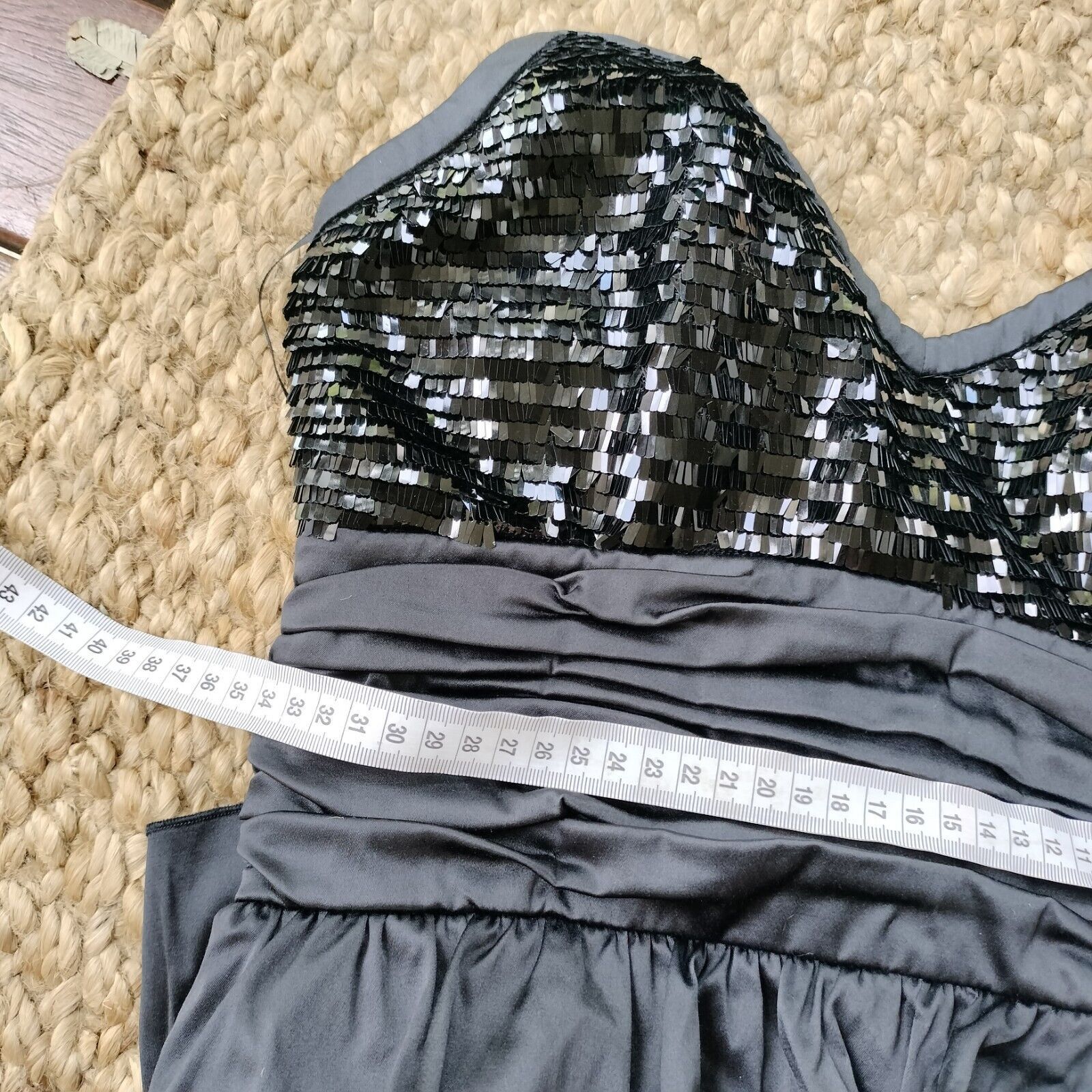 Designer Elle Zeitoune Dress Black Mini Strapless Satin Tiered Size M / US 6-8 / IT 42-44 - 13 Thumbnail
