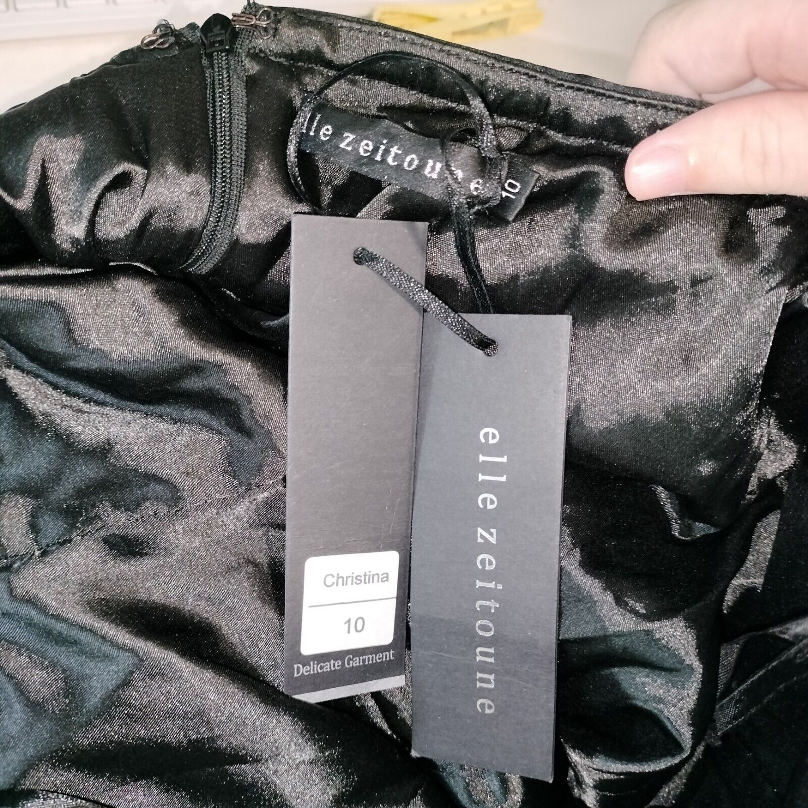 Designer Elle Zeitoune Dress Black Mini Strapless Satin Tiered Size M / US 6-8 / IT 42-44 - 10 Thumbnail