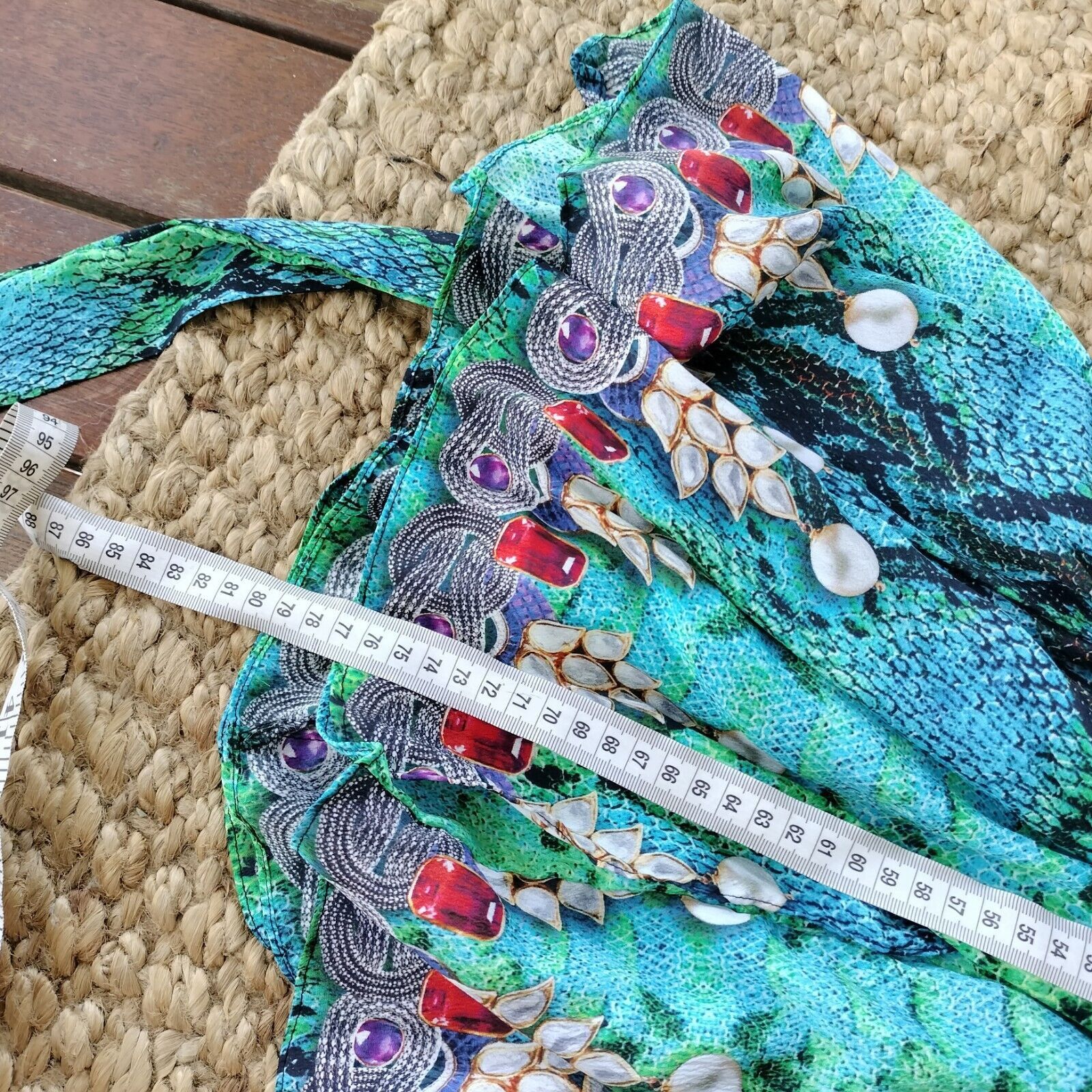 Other Mooloola Playsuit Romper Blue Green Animal Print Embellished Size 27" / US 4 / IT 40 - 15 Thumbnail