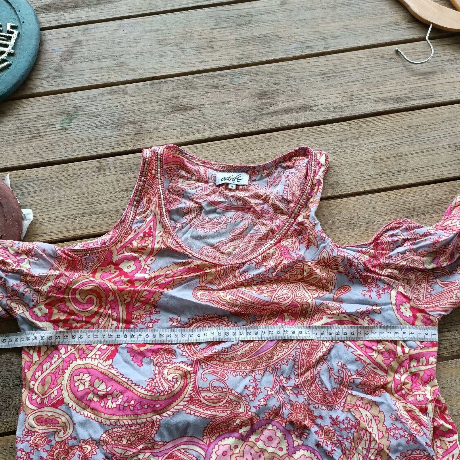 Designer Adrift Dress Pink Floral Paisley Mini Shift Bell Sleeve Size M / US 6-8 / IT 42-44 - 7 Thumbnail