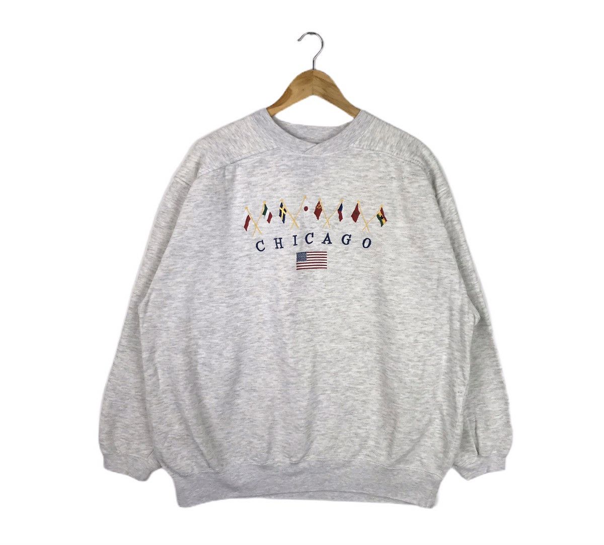 Vintage Vintage Chicago Usa Country Flags Oversize Sweatshirt Size US L / EU 52-54 / 3 - 1 Thumbnail