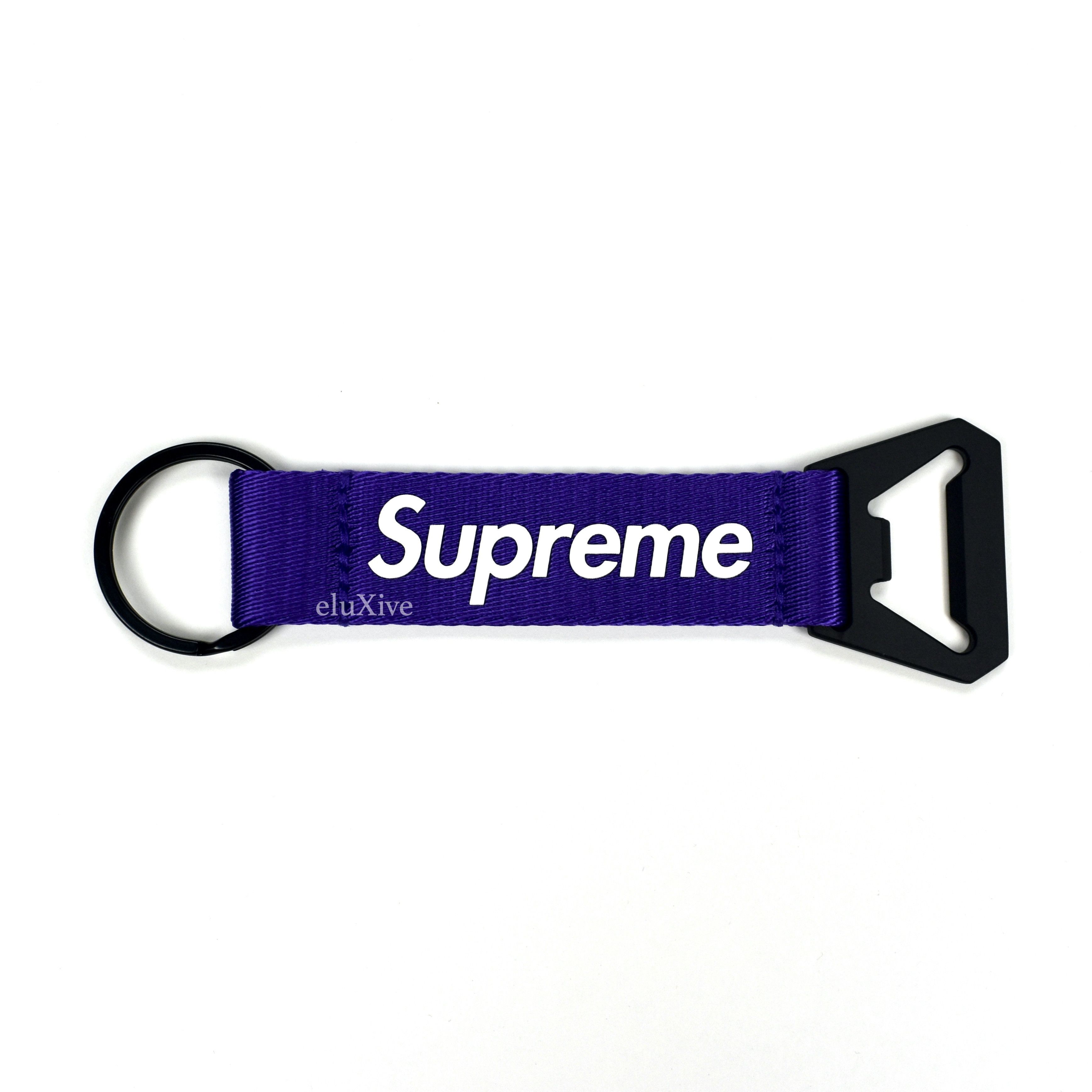 Supreme Purple Box Logo Bottle Opener Webbing Keychain