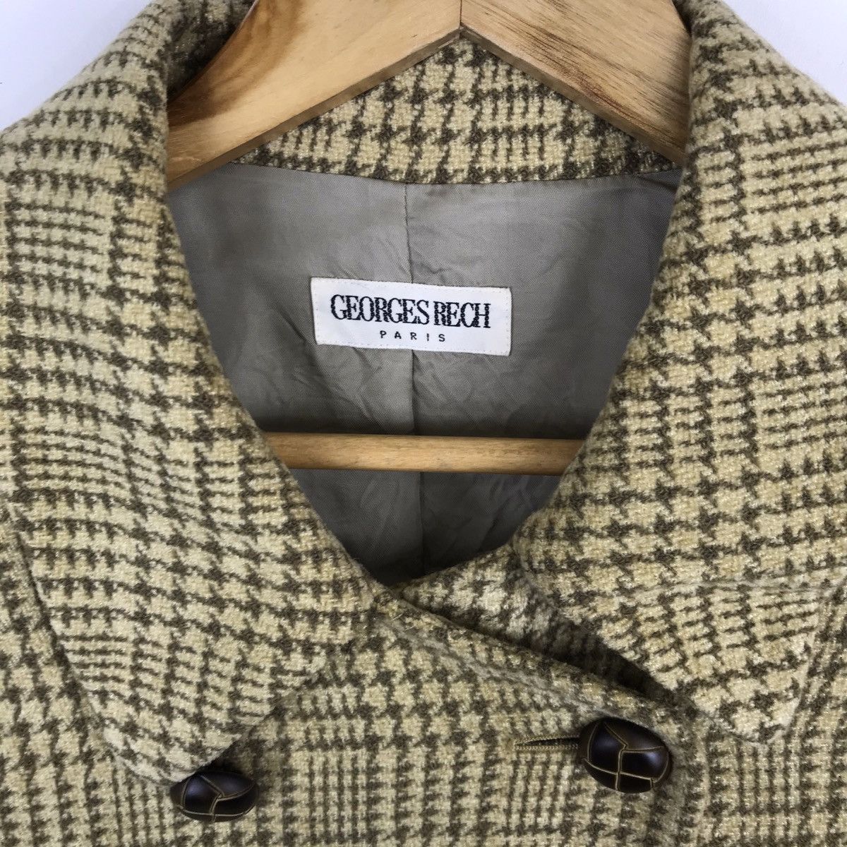 Other × Vintage Vintage 90s Georges Rech Paris Checkered Plaid Coat Jacket Size US L / EU 52-54 / 3 - 5 Thumbnail