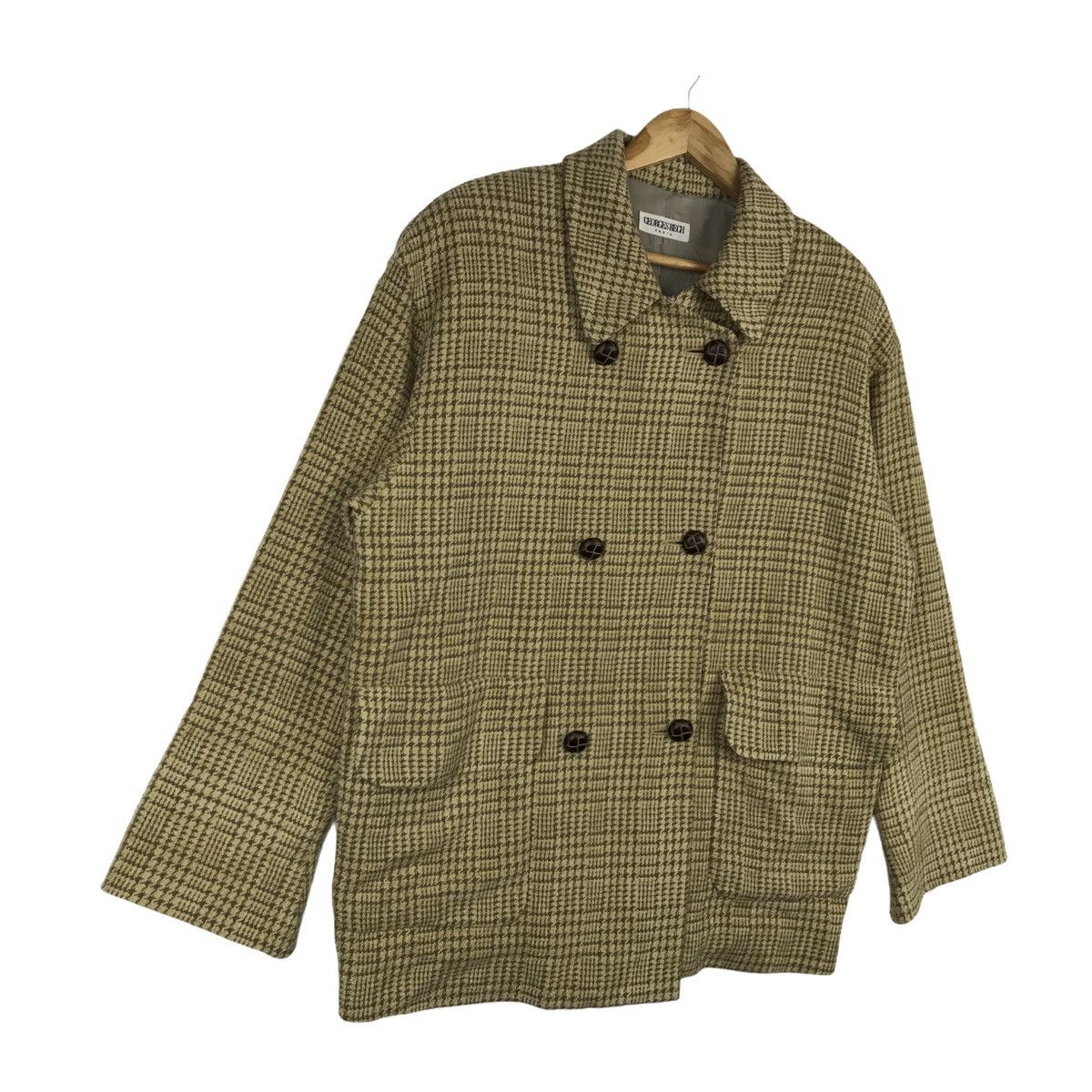 Other × Vintage Vintage 90s Georges Rech Paris Checkered Plaid Coat Jacket Size US L / EU 52-54 / 3 - 3 Thumbnail