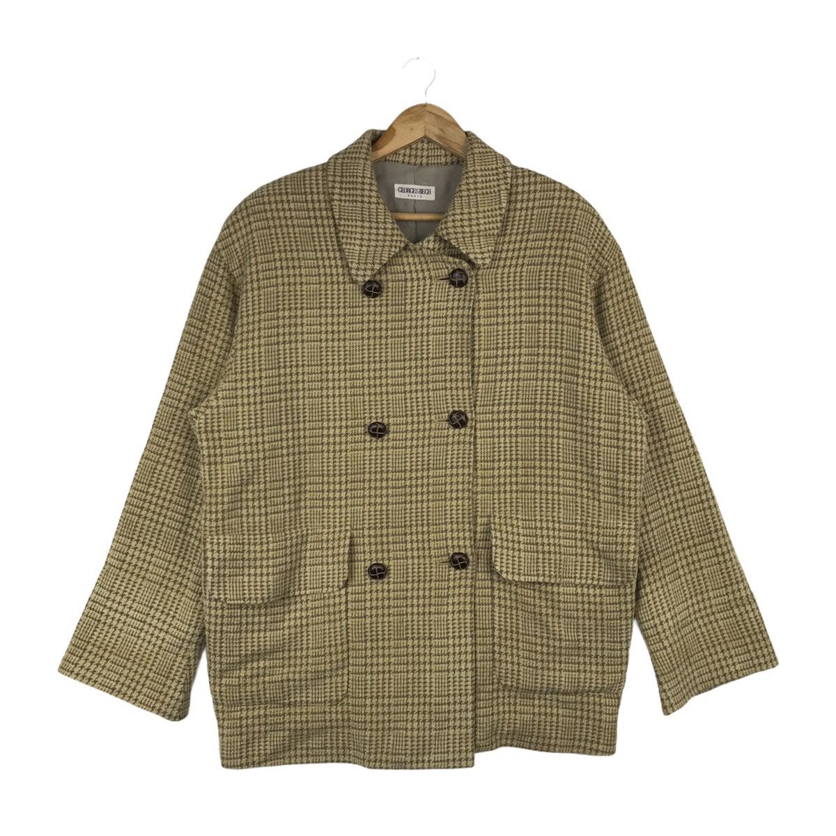 Other × Vintage Vintage 90s Georges Rech Paris Checkered Plaid Coat Jacket Size US L / EU 52-54 / 3 - 1 Thumbnail