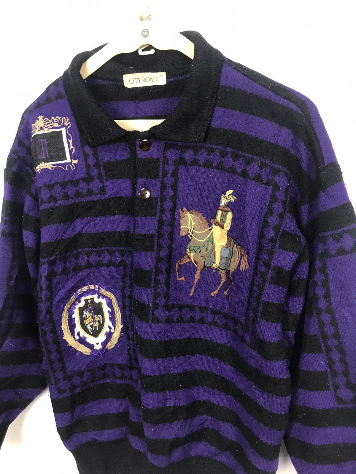 Japanese Brand × Vintage Vintage stripe polos sweatshirt by city road Size US S / EU 44-46 / 1 - 6 Thumbnail