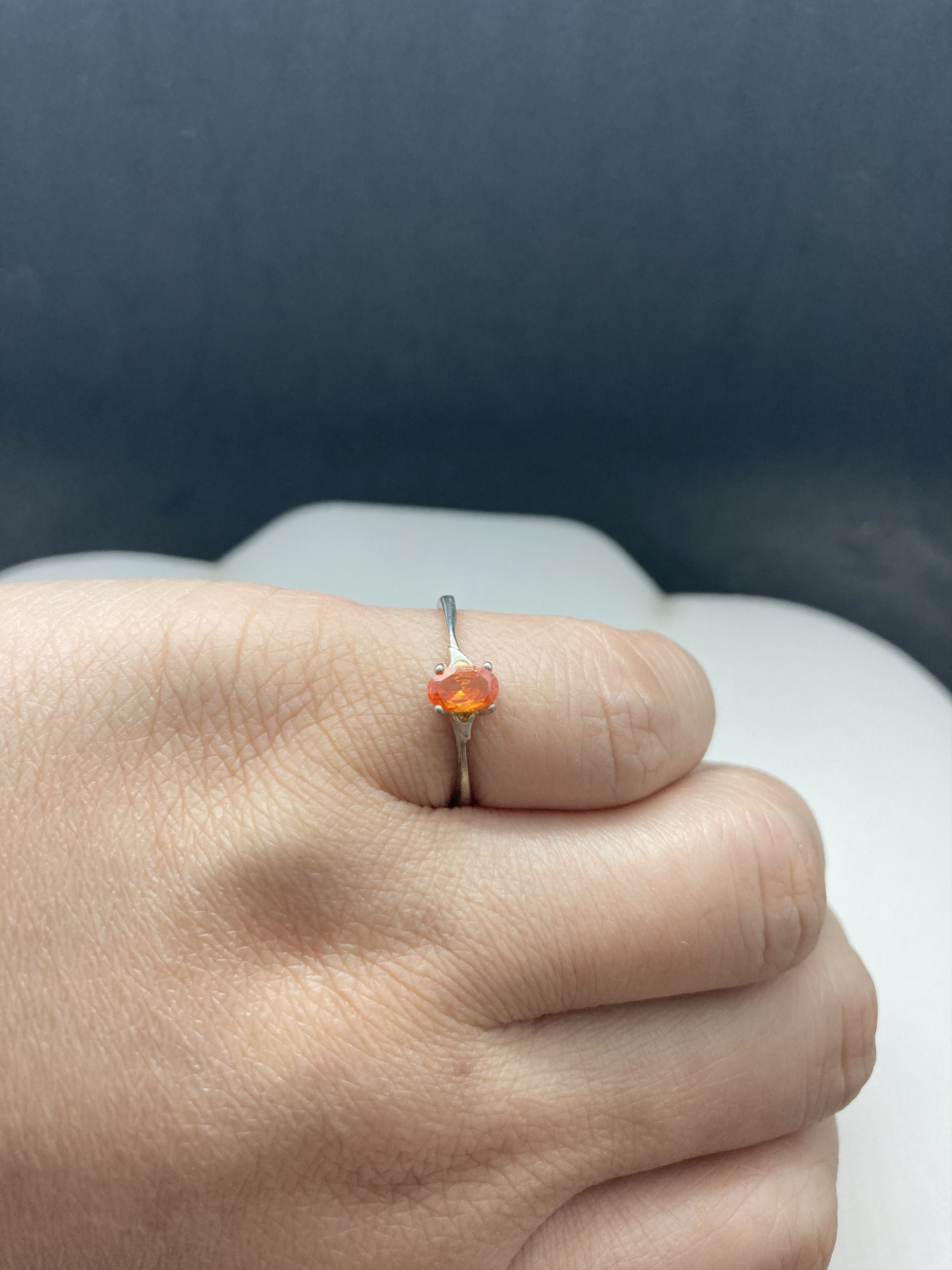 Other Orange cz silver ring - US size 6.75 Size ONE SIZE - 3 Thumbnail