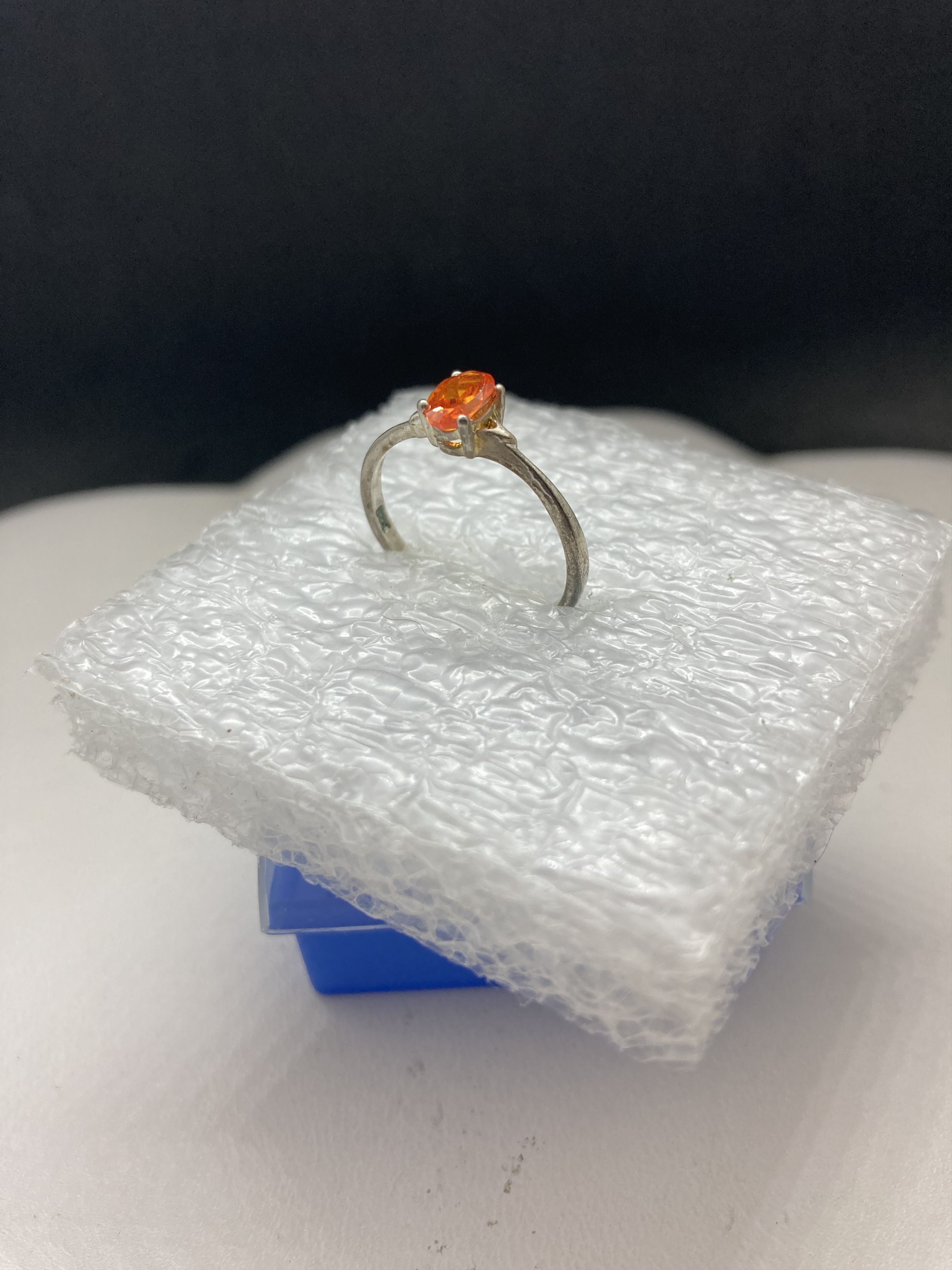 Other Orange cz silver ring - US size 6.75 Size ONE SIZE - 2 Thumbnail