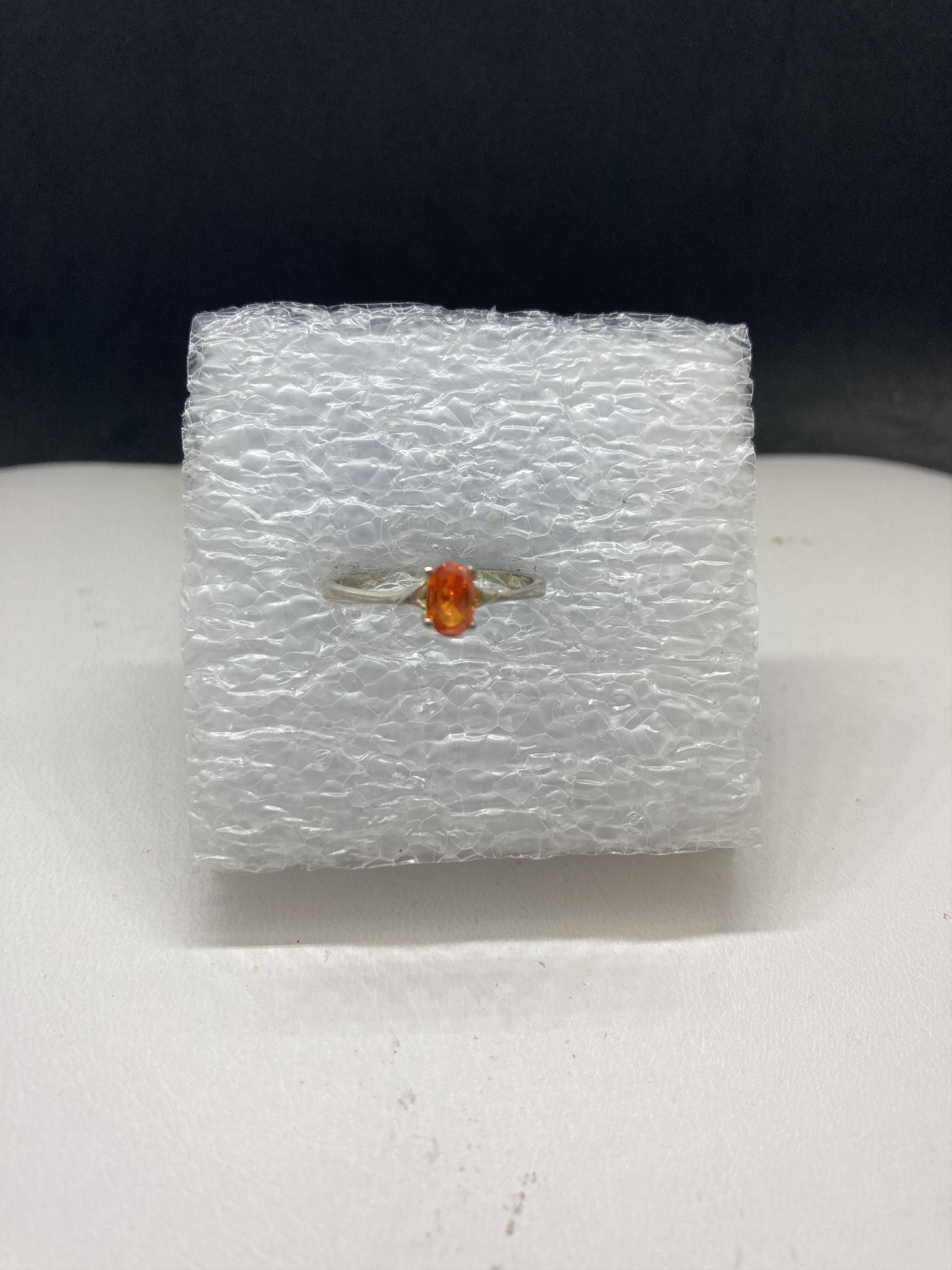 Other Orange cz silver ring - US size 6.75 Size ONE SIZE - 1 Thumbnail
