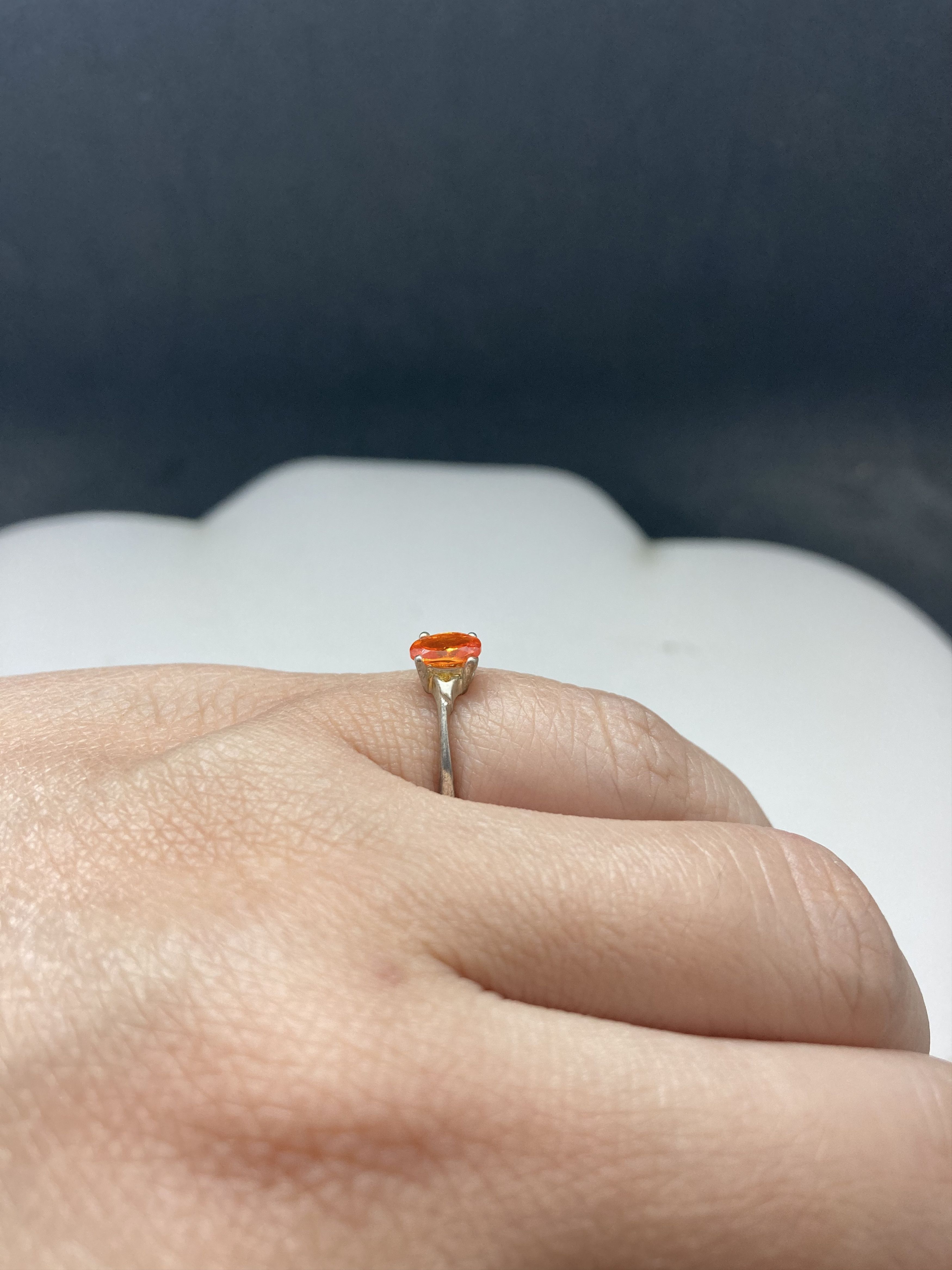 Other Orange cz silver ring - US size 6.75 Size ONE SIZE - 4 Thumbnail
