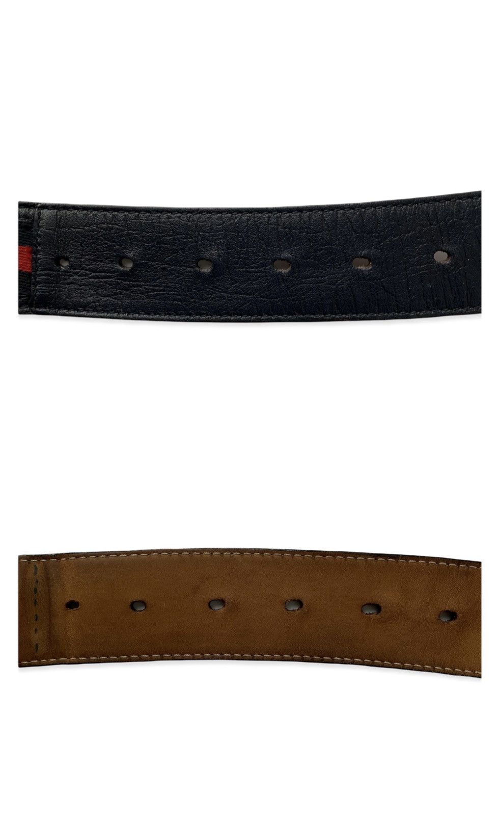 Gucci GUCCI STRIP RED BLUE LEATHER BELT WEB SILVER INTERLOCKING Size 28 - 4 Thumbnail