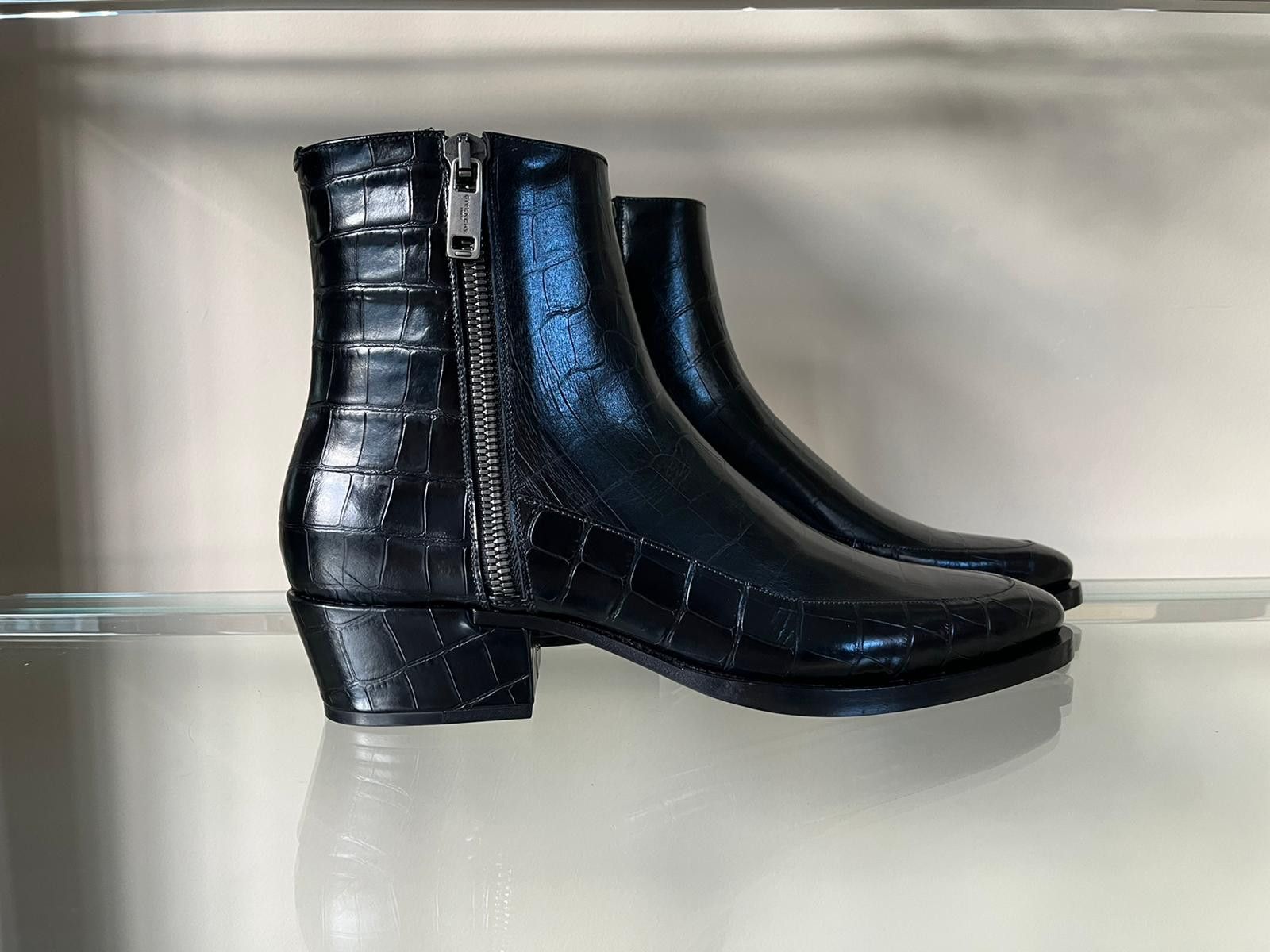 image of Givenchy Croc Embossed Boots In Black, Men's (Size 12)