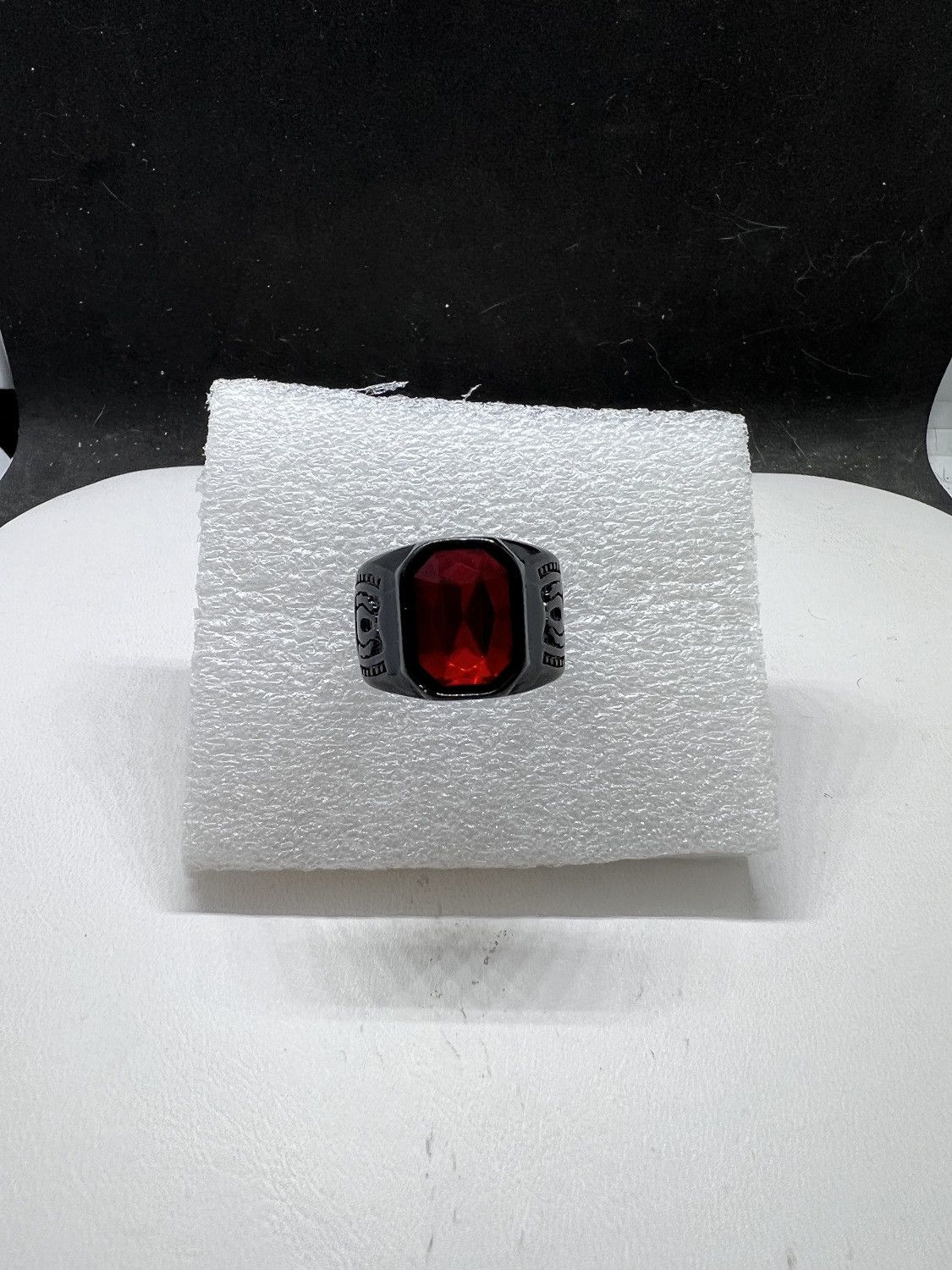 Jewelry Red Cz Tibetan Silver Black Ring - Size 9.25, Women's