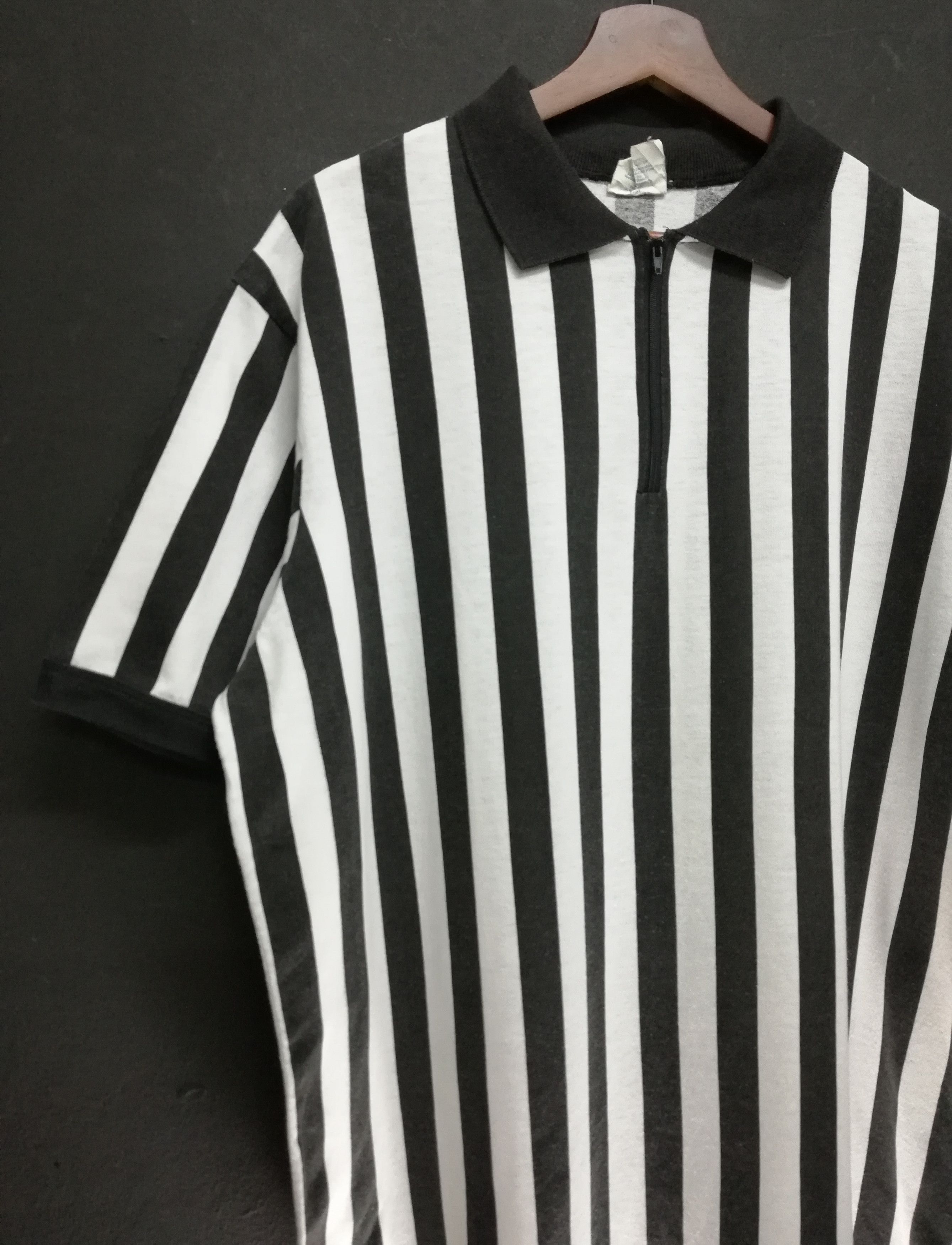Majestic × Vintage 🔥Basketball Striped Referee Quarter Zip Up Collar Shirt🔥 Size US XXL / EU 58 / 5 - 2 Thumbnail