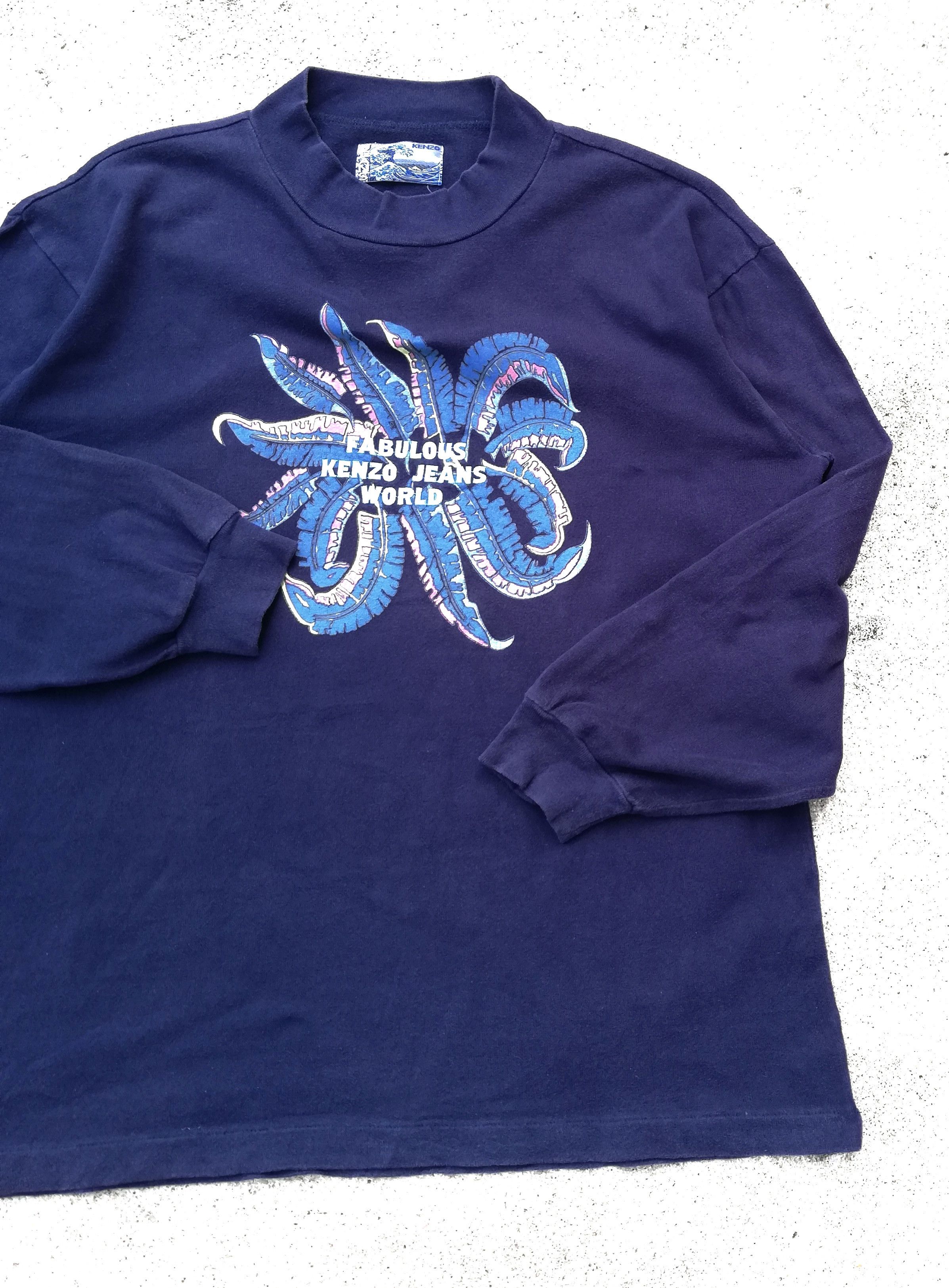 Kenzo × Vintage 🔥Fabulous Kenzo Jeans World Logo Long Sleeve T-Shirts🔥 Size US M / EU 48-50 / 2 - 3 Thumbnail