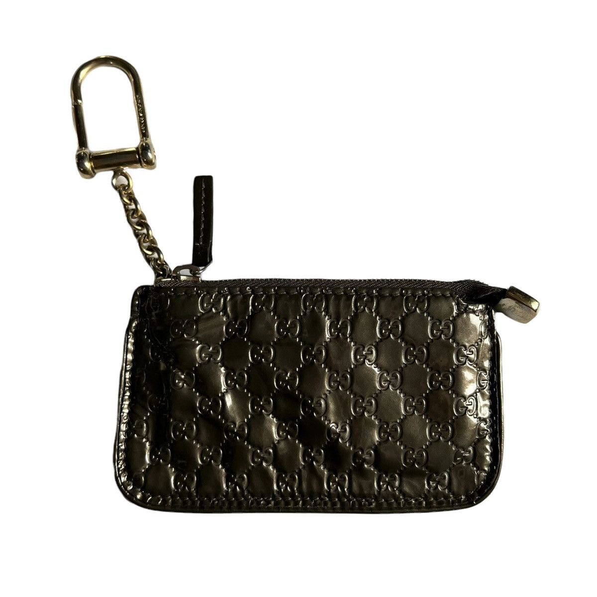 image of Gucci Monogram Key Pouch Wallet in Olive Green, Men's