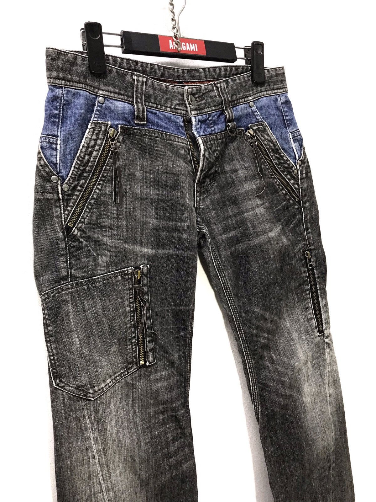 Japanese Brand Flare Jeans Nicole Club Multipocket Denim Two Tone 3🟦3 Size US 29 - 2 Thumbnail