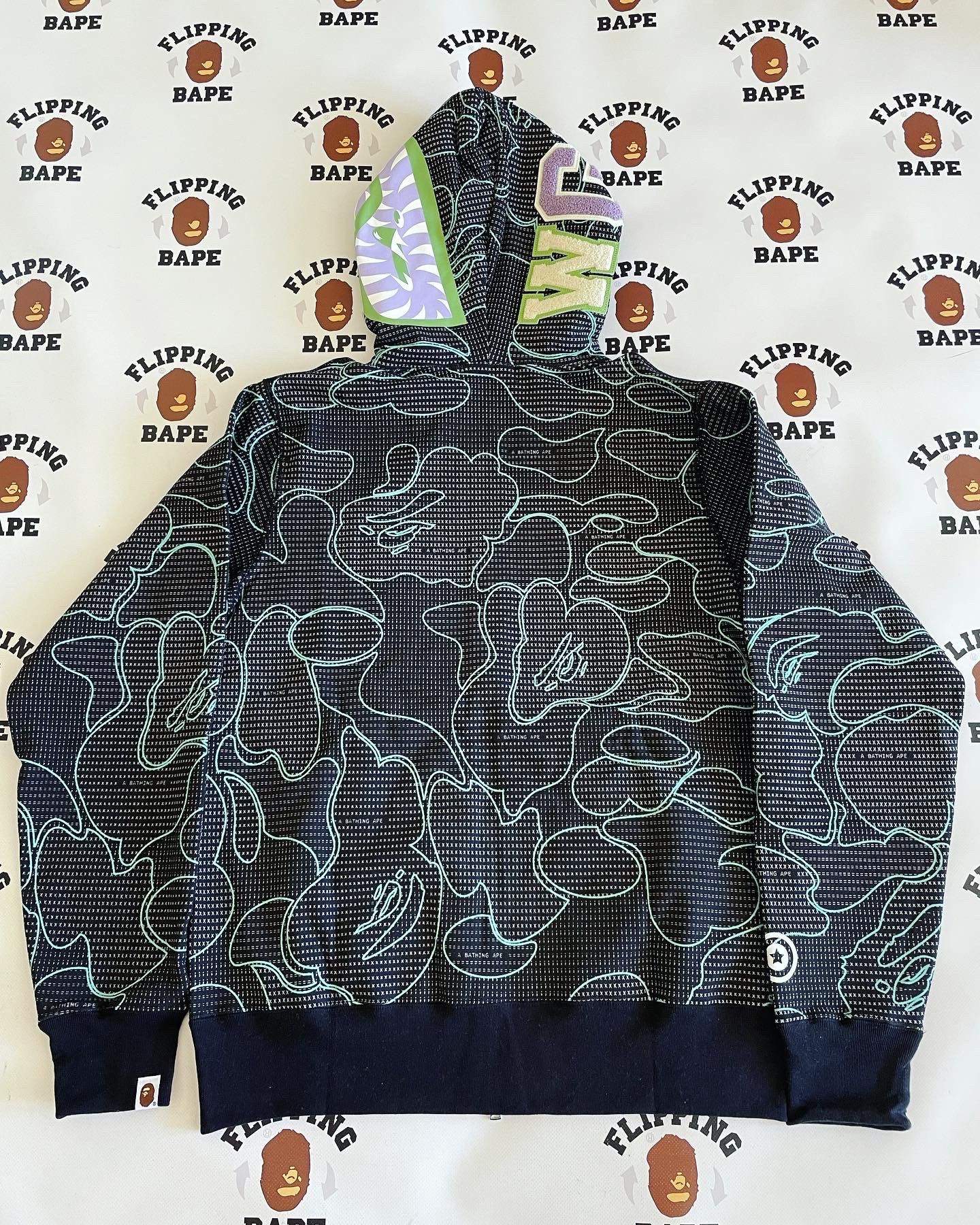 Bape BAPE TEXT CODE CAMO SHARK FULL ZIP HOODIE Size US M / EU 48-50 / 2 - 3 Thumbnail