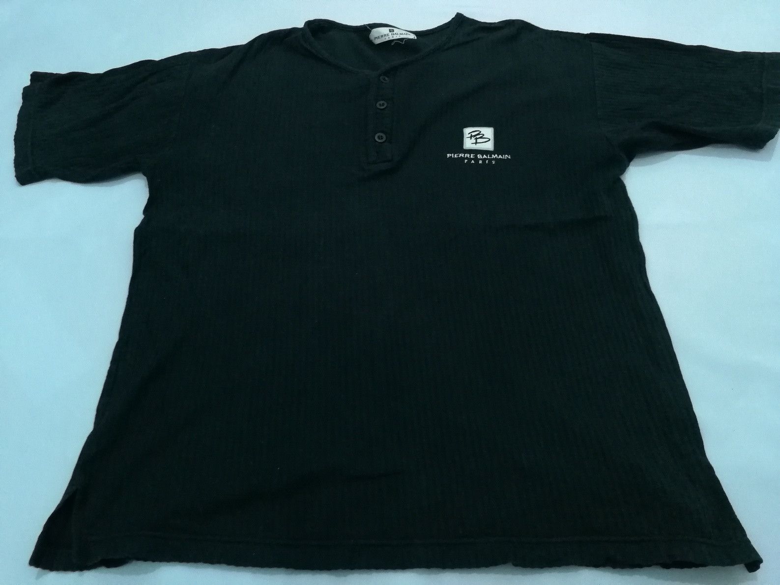Designer Pierre Balmain Tee Half Button Up Embroidery Logo Size US M / EU 48-50 / 2 - 2 Thumbnail