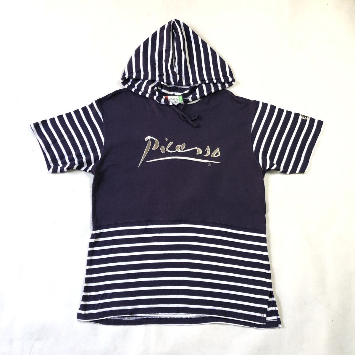Rare! Picasso Embroidery Spellout Hoodie Tshirt Stripes