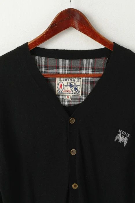 Vintage Munk Club Men S Cardigan Black Wool Rugby Jumper 3701 Size US S / EU 44-46 / 1 - 3 Thumbnail