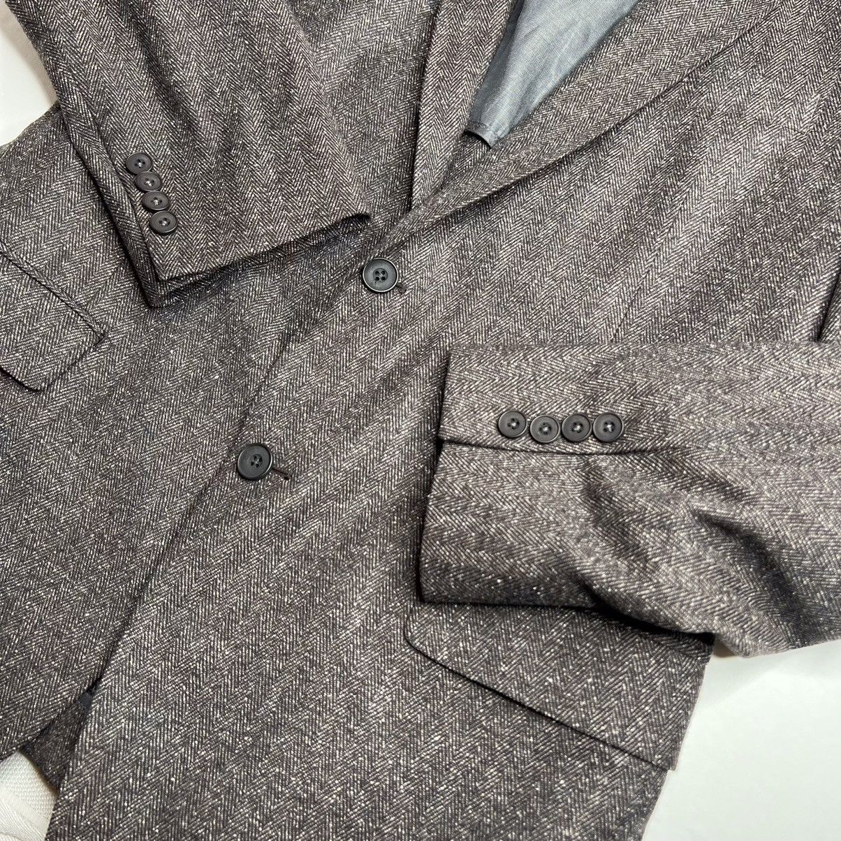 Michael Kors Michael Kors Herringbone Tweed Blazer • Zignone Wool Silk Size 44R - 11 Thumbnail