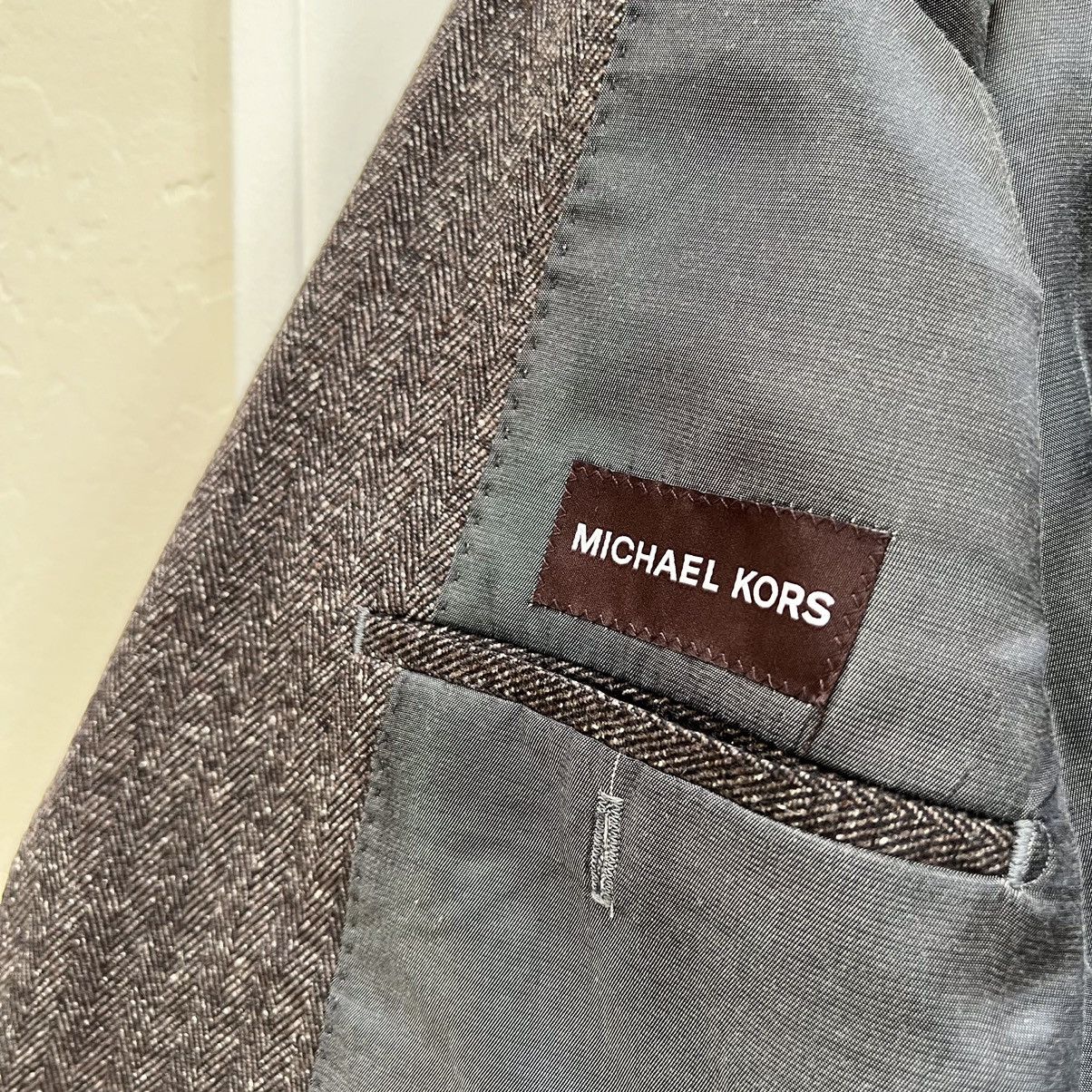 Michael Kors Michael Kors Herringbone Tweed Blazer • Zignone Wool Silk Size 44R - 5 Thumbnail