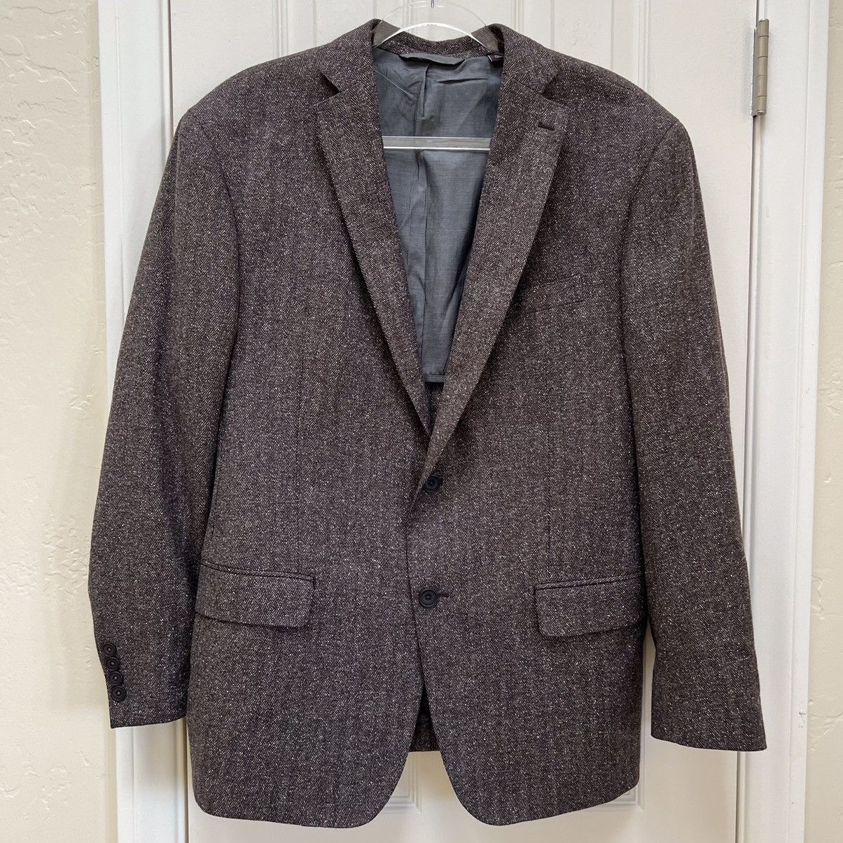 Michael Kors Michael Kors Herringbone Tweed Blazer • Zignone Wool Silk Size 44R - 2 Thumbnail