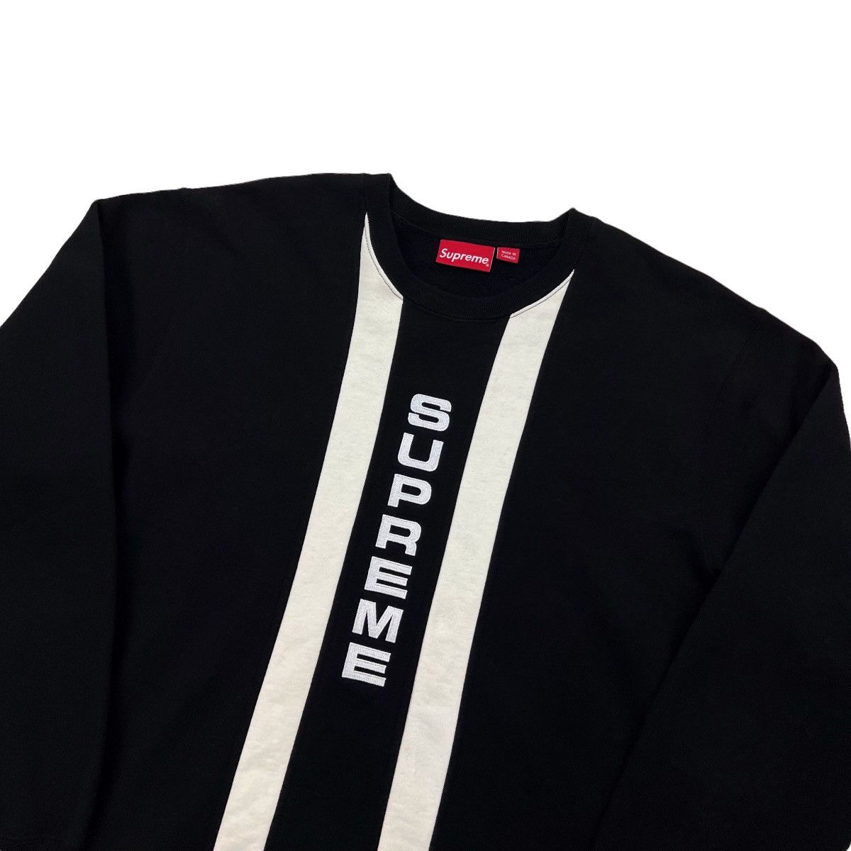 Image of Supreme Vertical Logo Black Sweatshirt, Men's (Size XL)