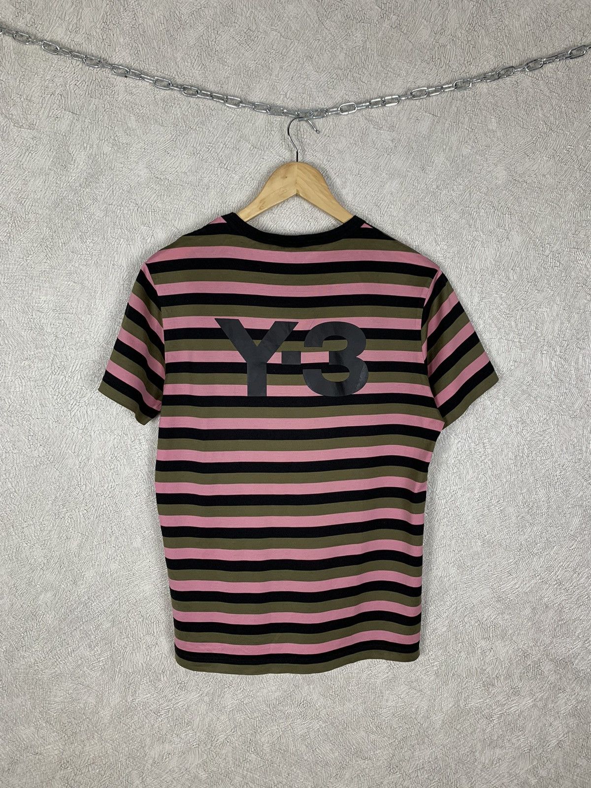 image of Adidas x Y 3 Y-3 Big Logo Pink/black Stripped Shirt, Men's (Size Small)