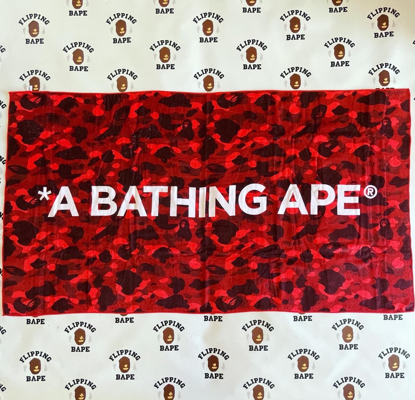 image of Bape Color Camo Beach Towel in Red, Men's