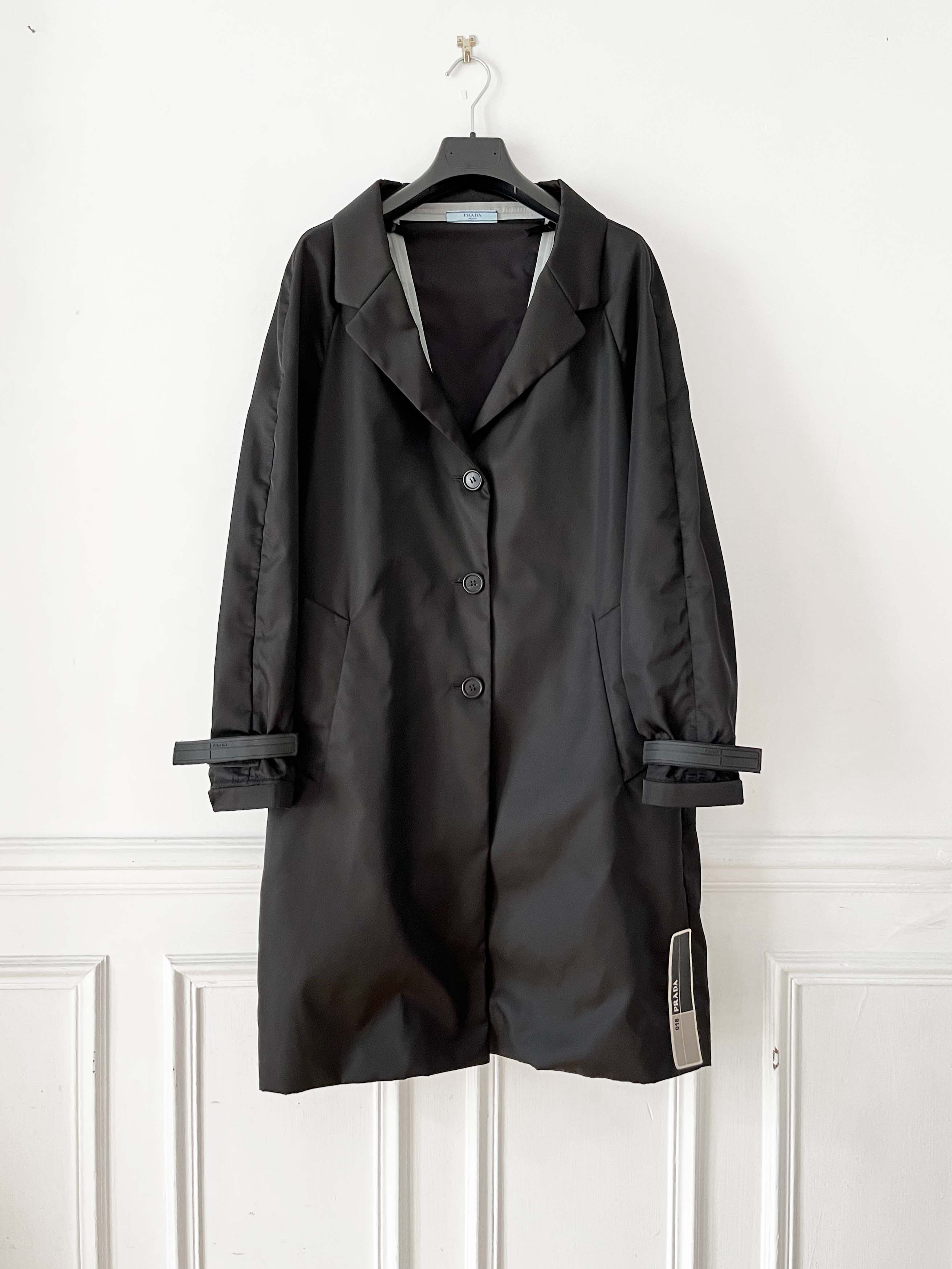 image of Prada Womens 018 Nylon Coat in Black (Size XS)