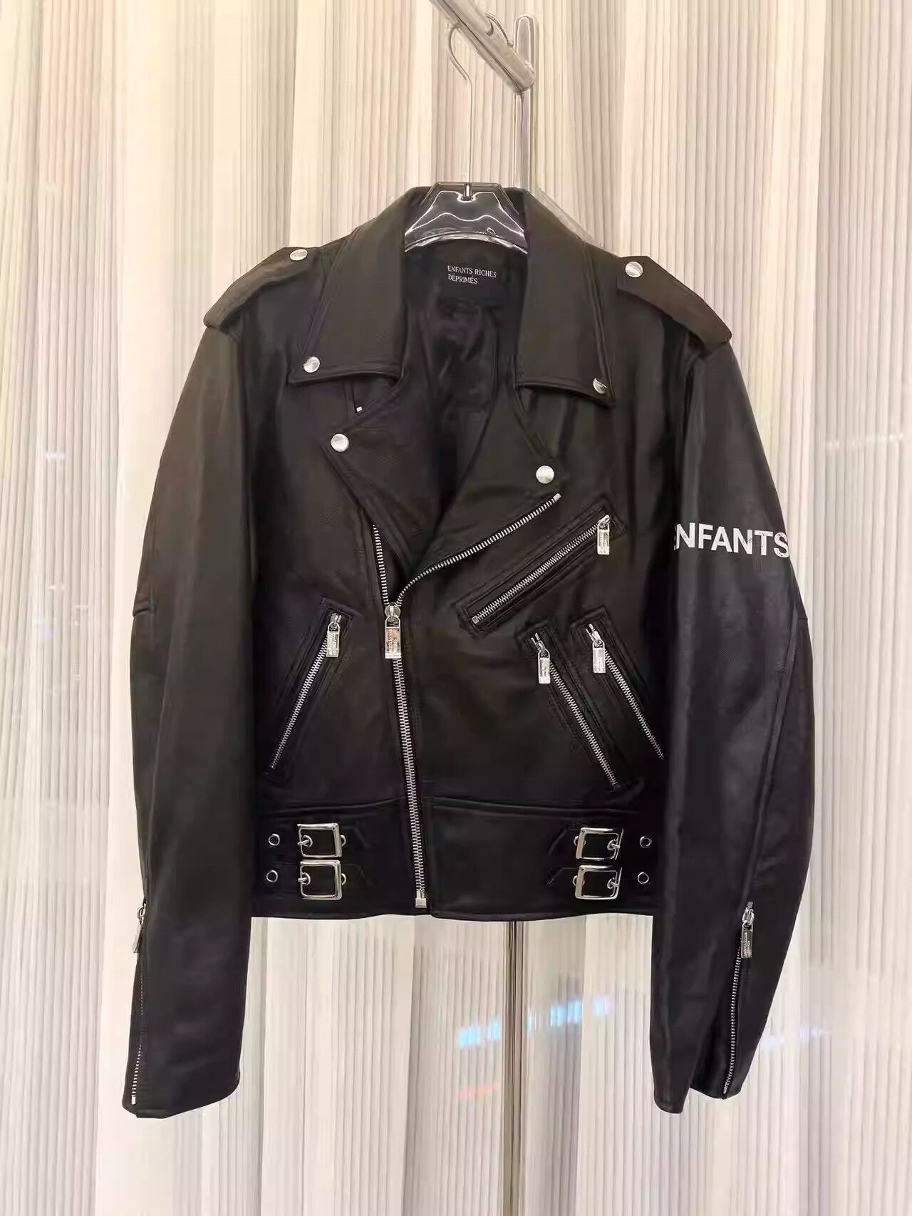 Pre-owned Enfants Riches Deprimes Shiny Cowhide Leather Biker Suit In Black