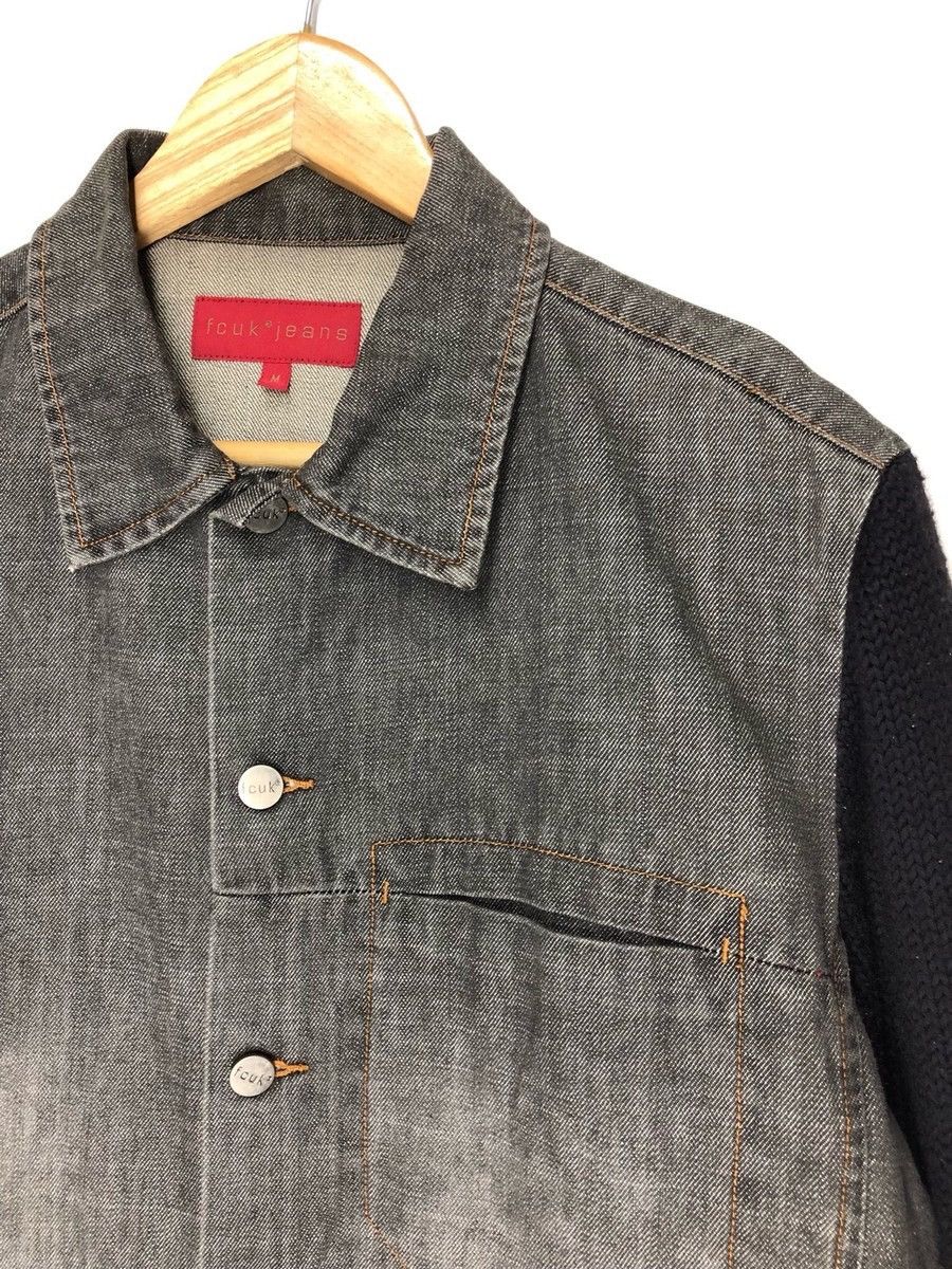 Japanese Brand × Number (N)ine 🇯🇵 Fcuk Japan Hybrid Sleeve Knit Distressed Denim Jacket Size US M / EU 48-50 / 2 - 3 Thumbnail