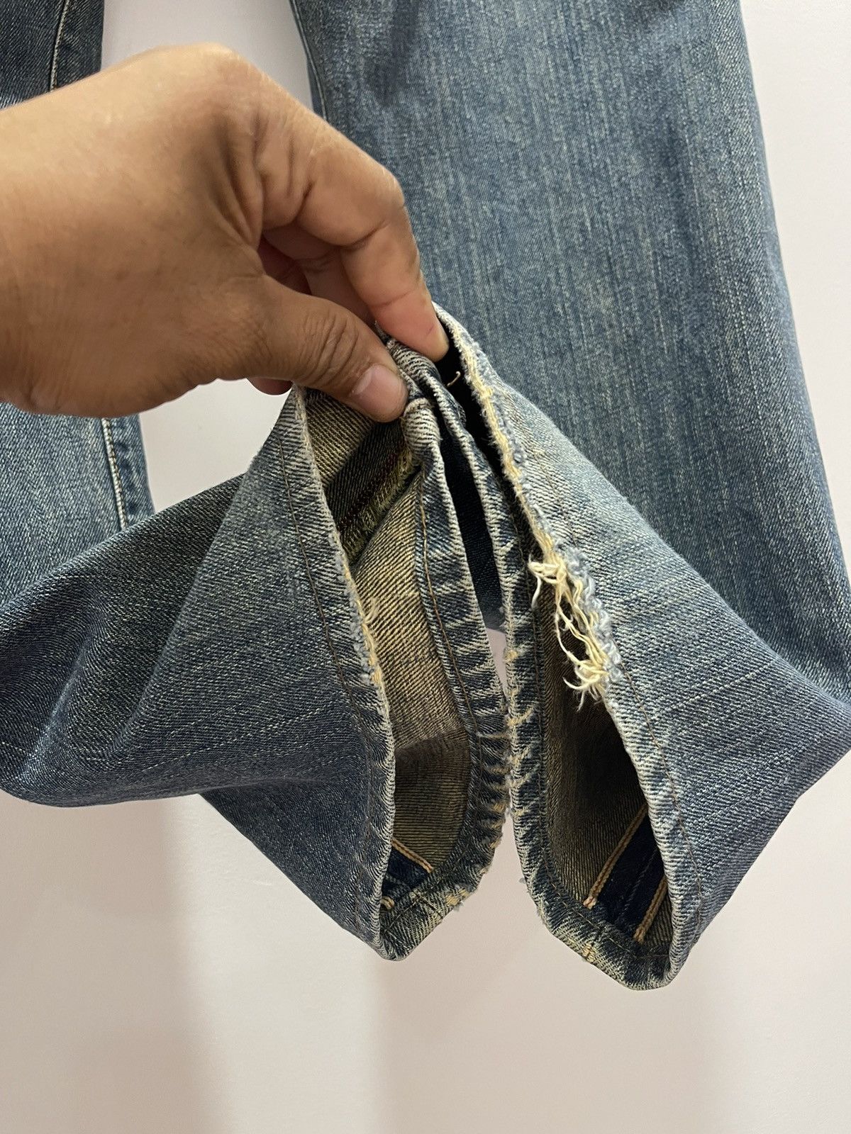 Edwin VINTAGE EDWIN 505 SELVEDGE DISTRESSED DENIM JEANS 31x34 Size US 31 - 12 Thumbnail
