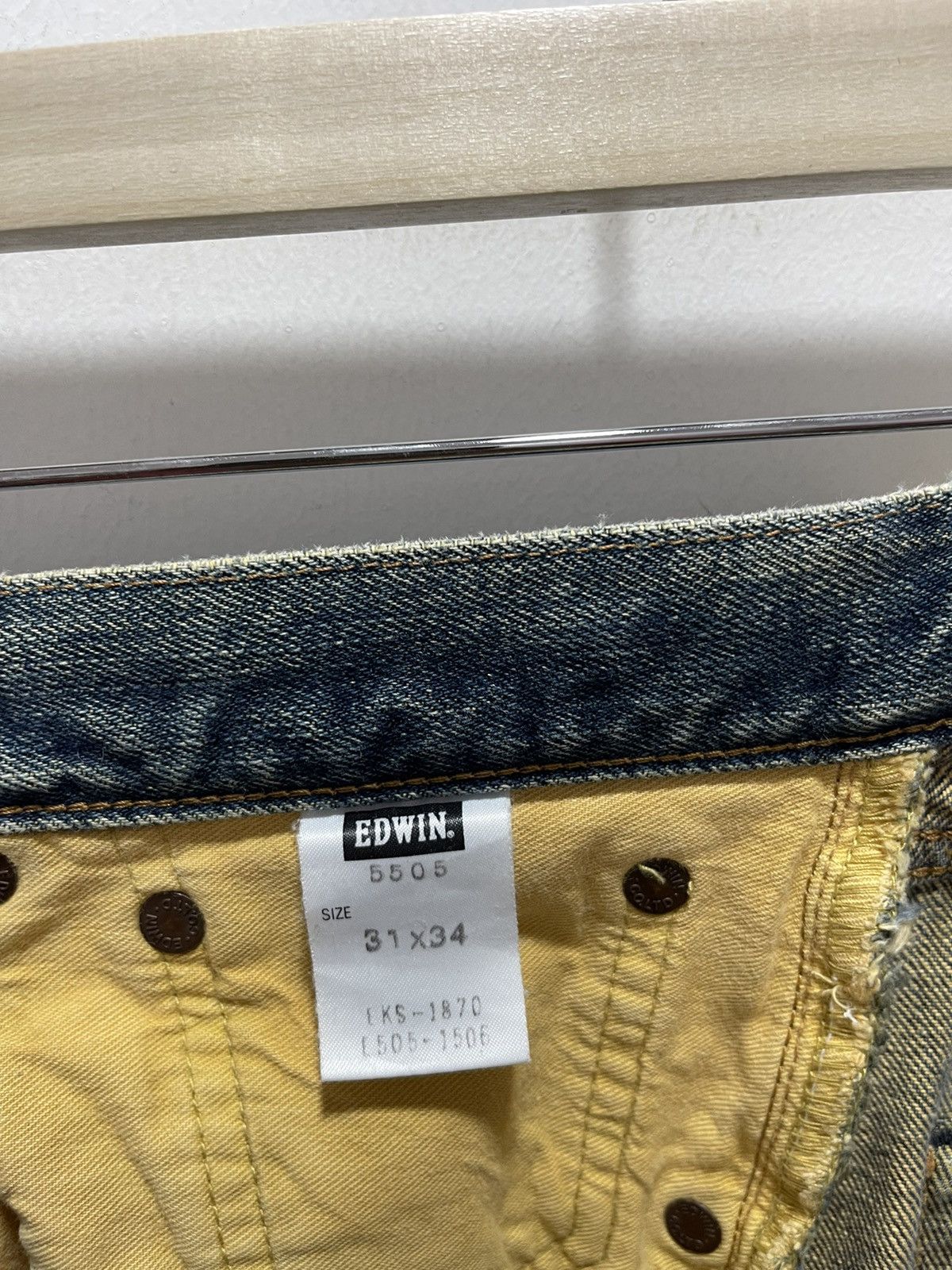 Edwin VINTAGE EDWIN 505 SELVEDGE DISTRESSED DENIM JEANS 31x34 Size US 31 - 14 Thumbnail