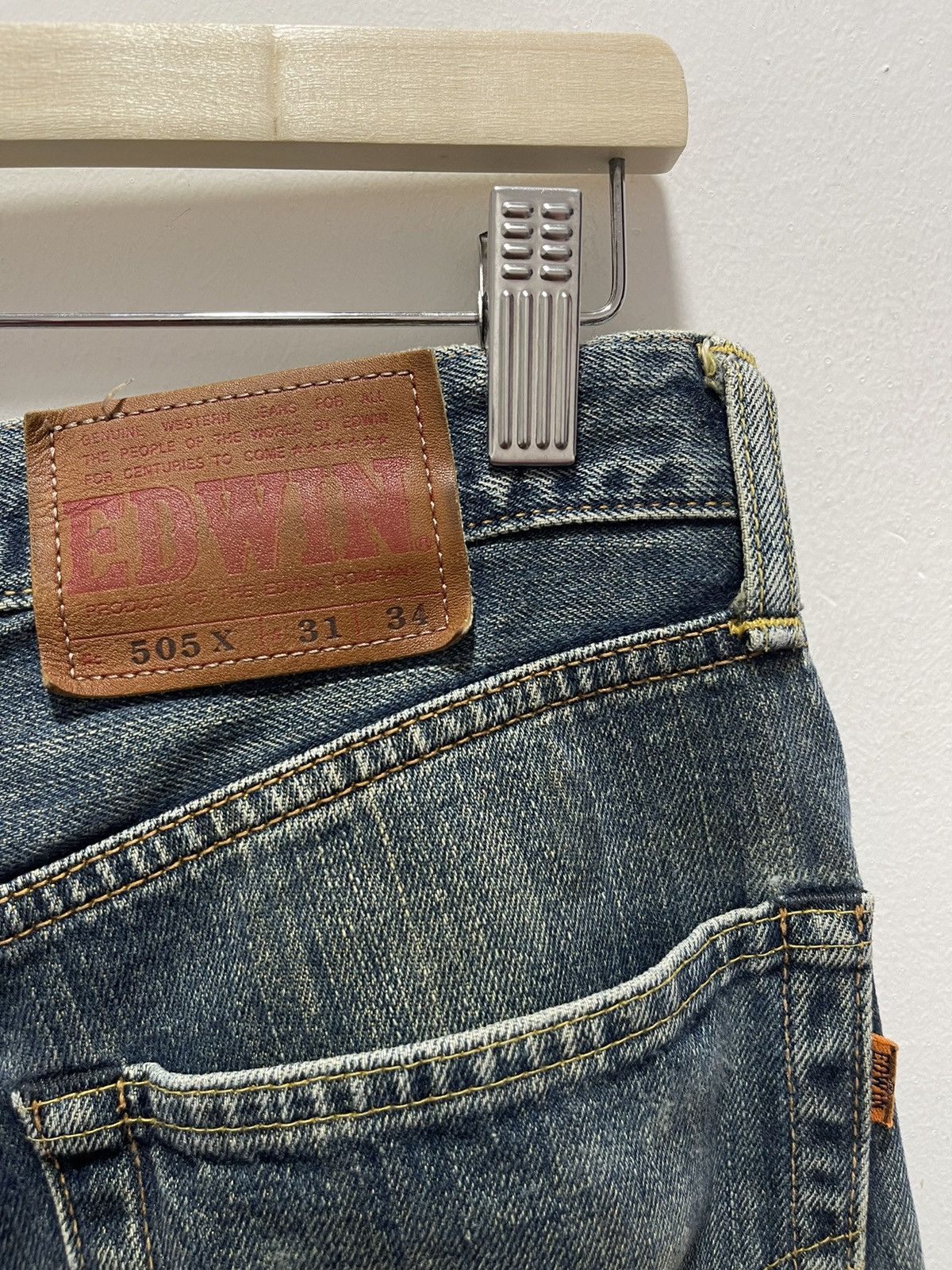 Edwin VINTAGE EDWIN 505 SELVEDGE DISTRESSED DENIM JEANS 31x34 Size US 31 - 13 Thumbnail