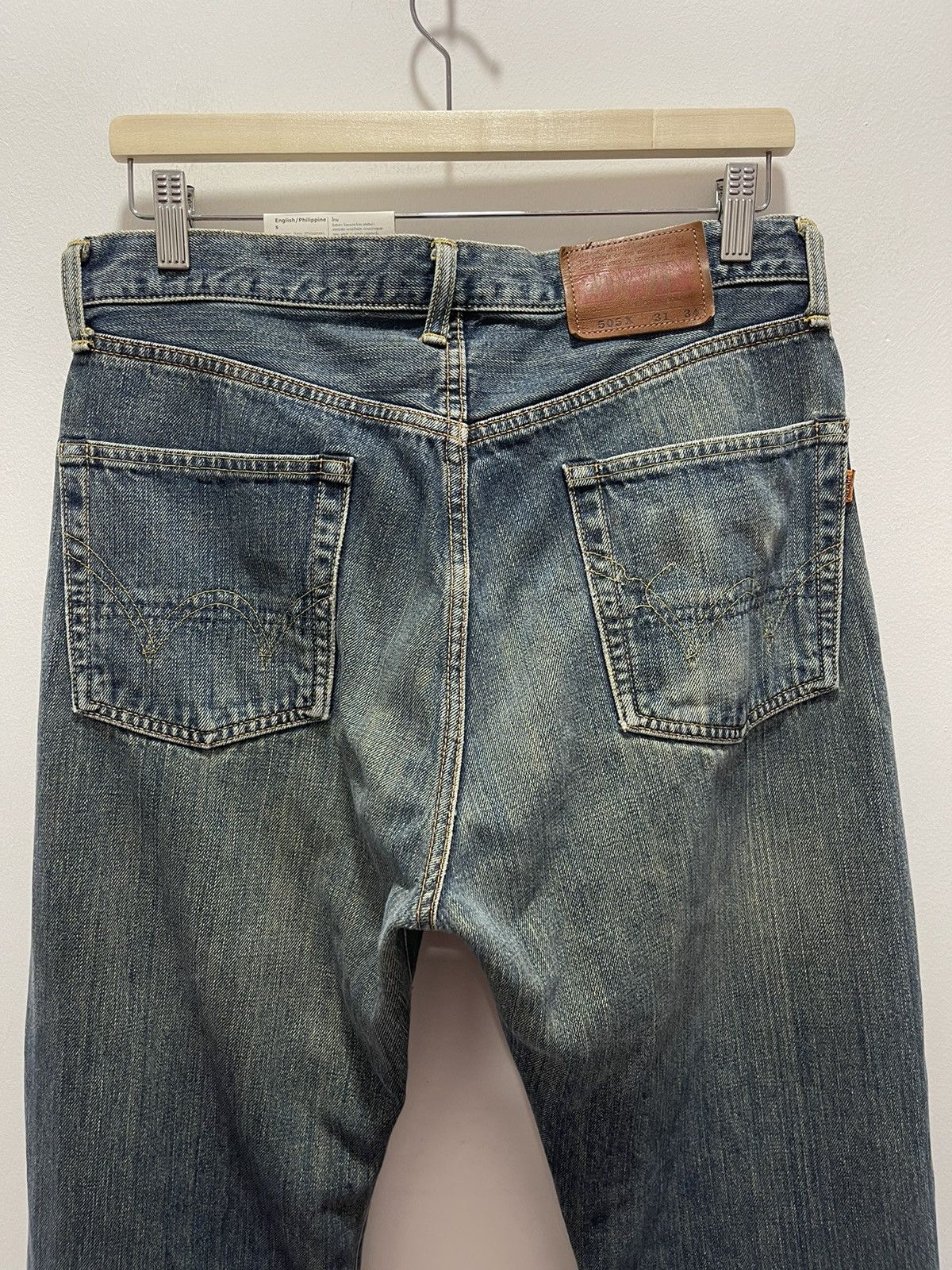 Edwin VINTAGE EDWIN 505 SELVEDGE DISTRESSED DENIM JEANS 31x34 Size US 31 - 11 Thumbnail