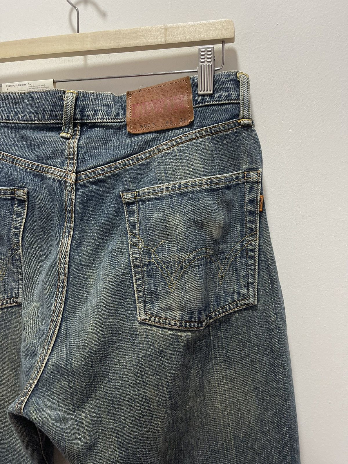 Edwin VINTAGE EDWIN 505 SELVEDGE DISTRESSED DENIM JEANS 31x34 Size US 31 - 9 Thumbnail