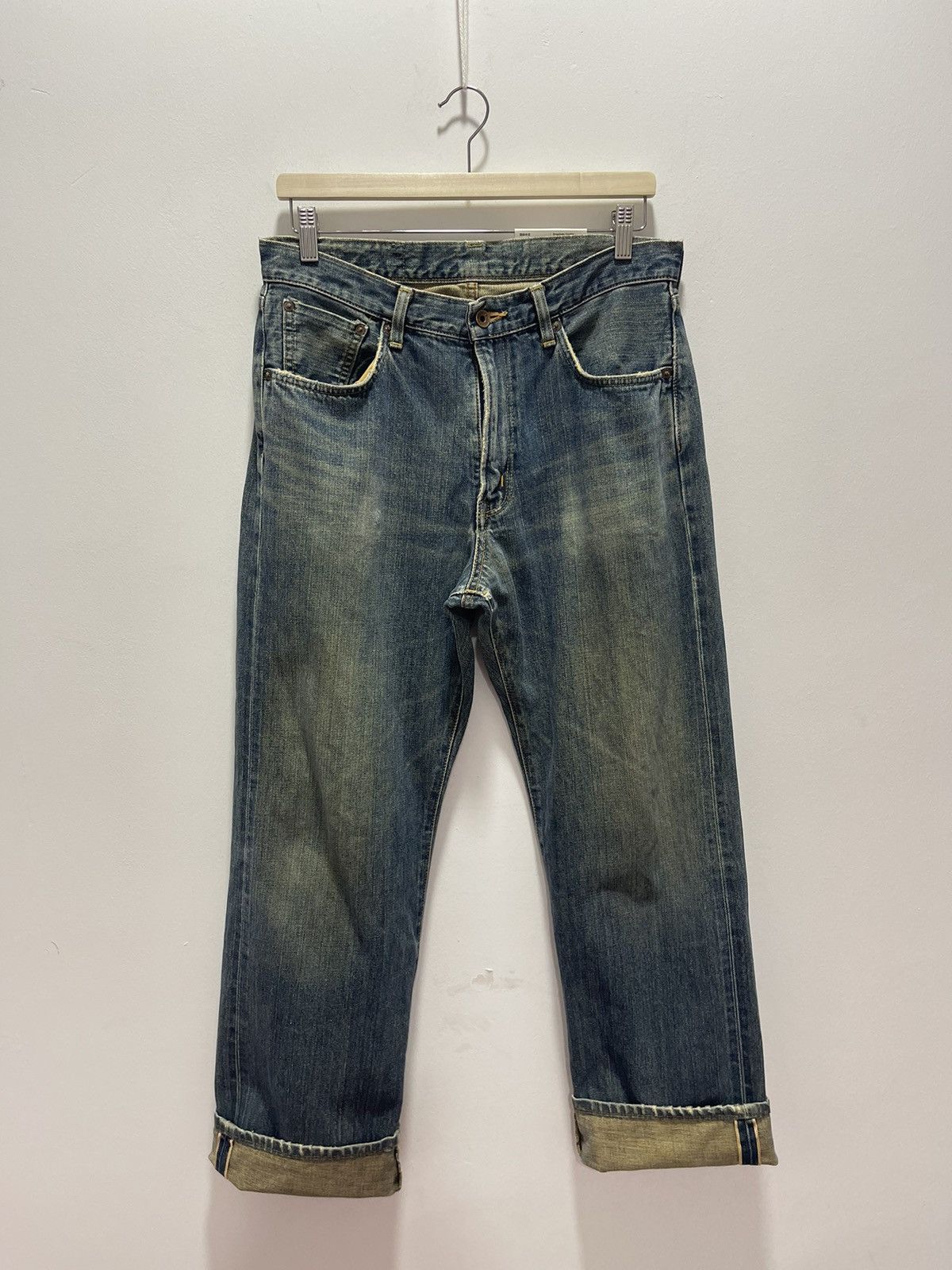 Edwin VINTAGE EDWIN 505 SELVEDGE DISTRESSED DENIM JEANS 31x34 Size US 31 - 1 Thumbnail
