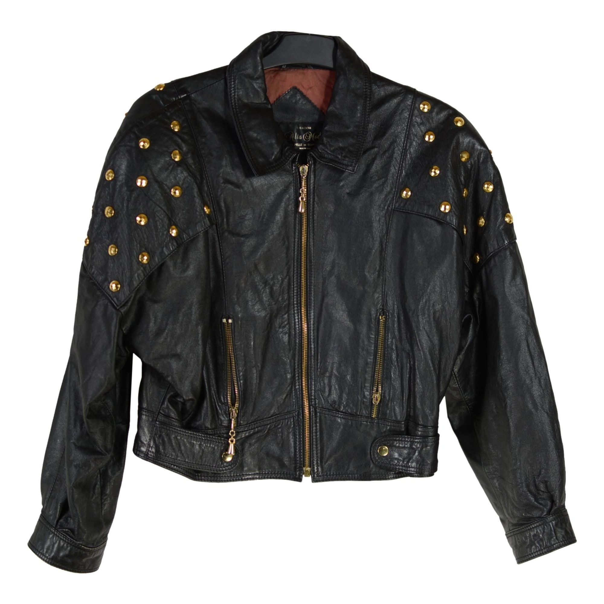 Alta Moda Vintage Women's Leather jacket size M black boho c