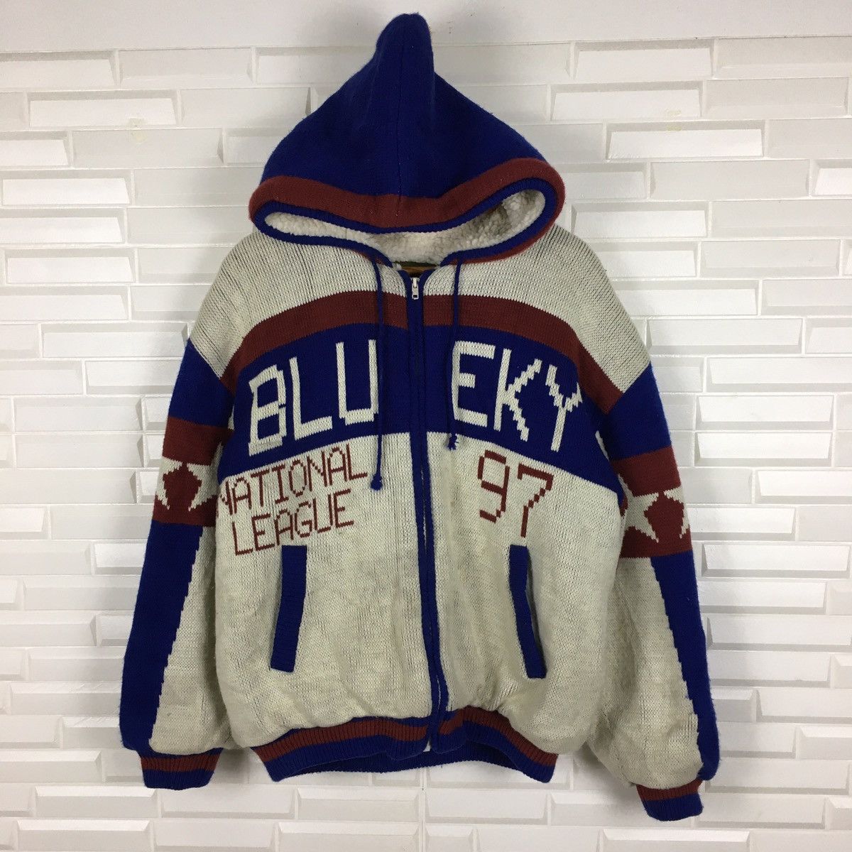 Japanese Brand Vintage Blueky International Sherpa Knit Bomber Size US L / EU 52-54 / 3 - 3 Thumbnail