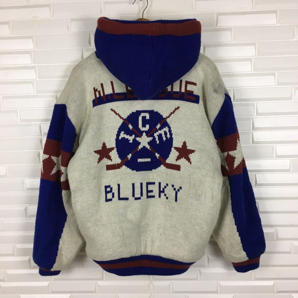 Japanese Brand Vintage Blueky International Sherpa Knit Bomber Size US L / EU 52-54 / 3 - 1 Thumbnail