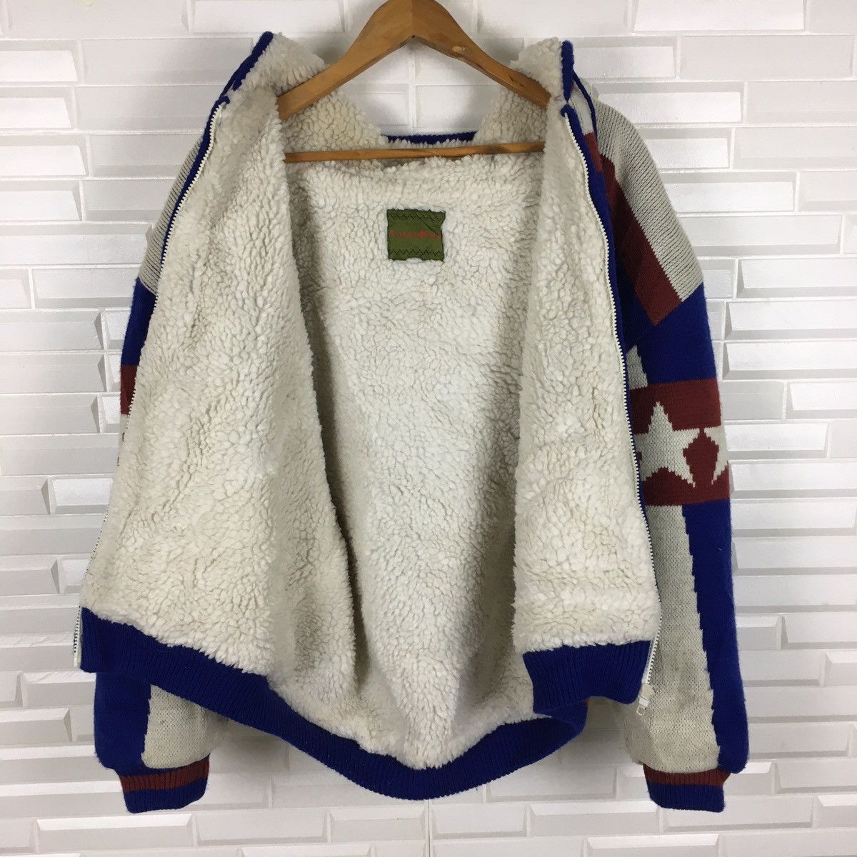 Japanese Brand Vintage Blueky International Sherpa Knit Bomber Size US L / EU 52-54 / 3 - 9 Thumbnail