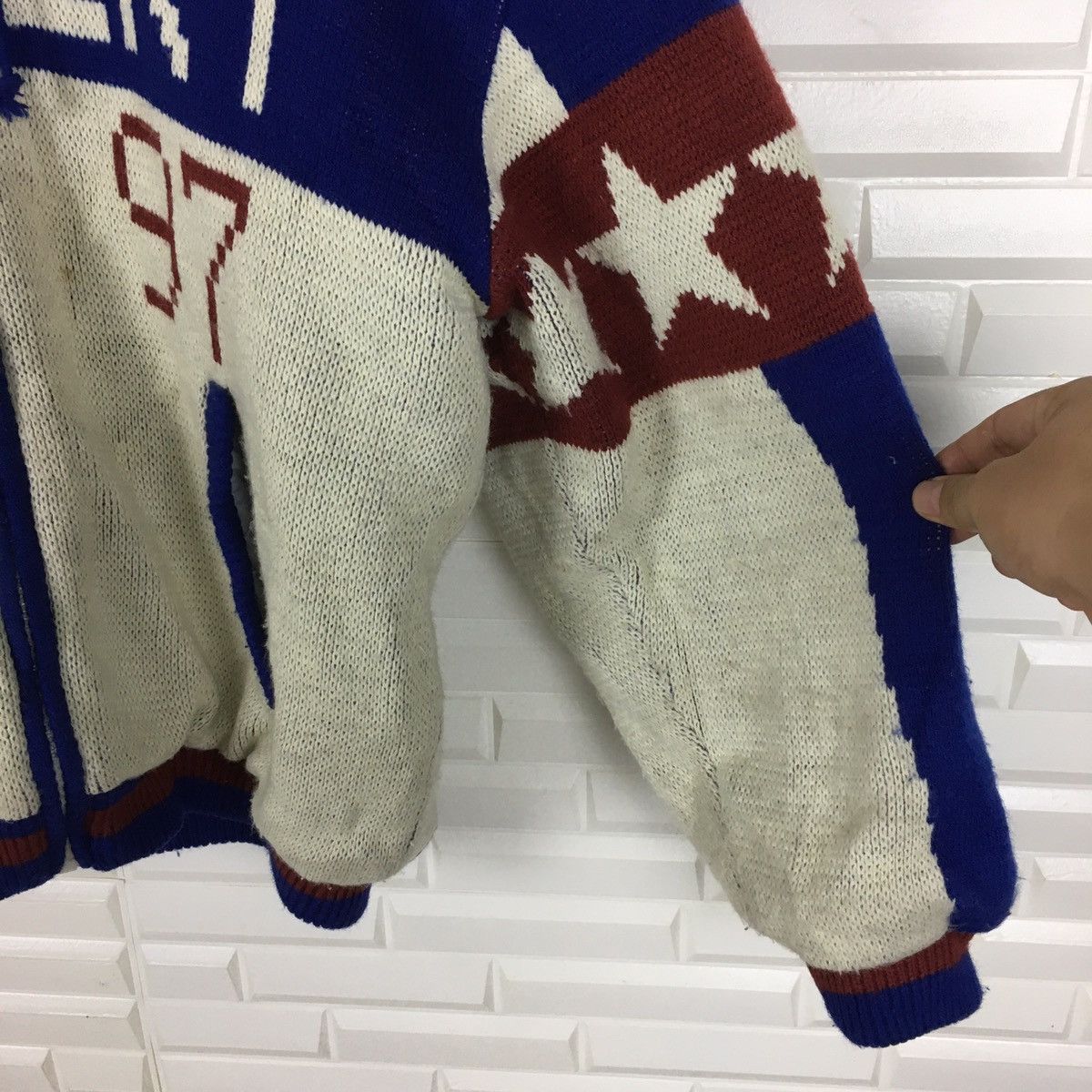 Japanese Brand Vintage Blueky International Sherpa Knit Bomber Size US L / EU 52-54 / 3 - 5 Thumbnail