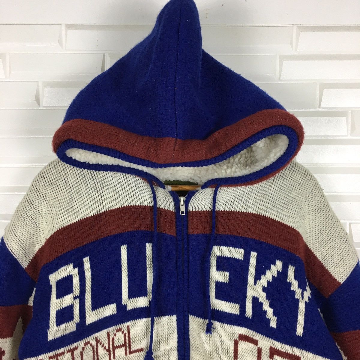 Japanese Brand Vintage Blueky International Sherpa Knit Bomber Size US L / EU 52-54 / 3 - 7 Thumbnail