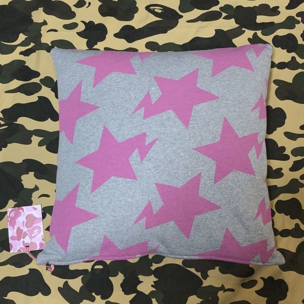 image of Bape 2000S Bape-Sta Logo Cushion Pillow in Grey Pink, Men's